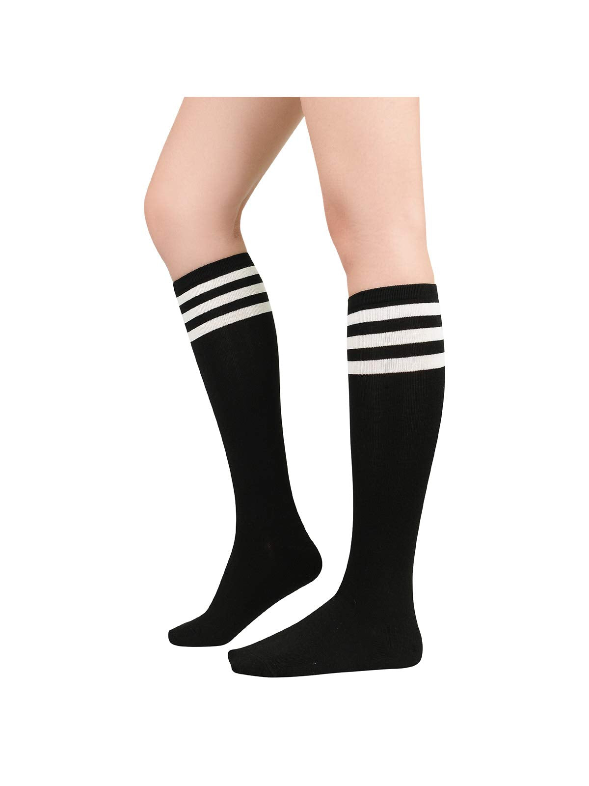 Century Star Knee High Striped Socks for Women - Long Thin Tube Sports Thigh High Socks Tall Stockings