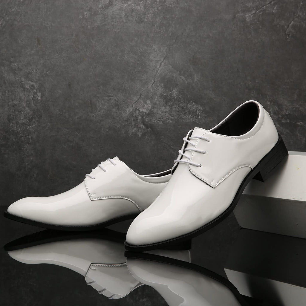 ZZHAP Men's Pointed-Toe Tuxedo Dress Shoes Casual Slip-on Loafer
