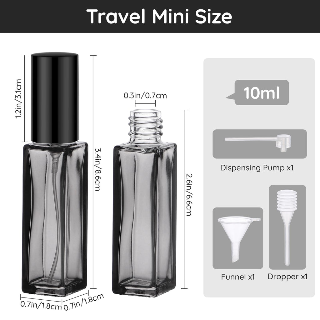 Segbeauty 0.34oz Mini Perfume Spray Bottles, 10Pack 10ml Glass Travel Perfume Atomizer Refillable, Small Empty Cologne Atomizer for Frangrance, Sample Cologne Bottles Sprayer with Refill Tool