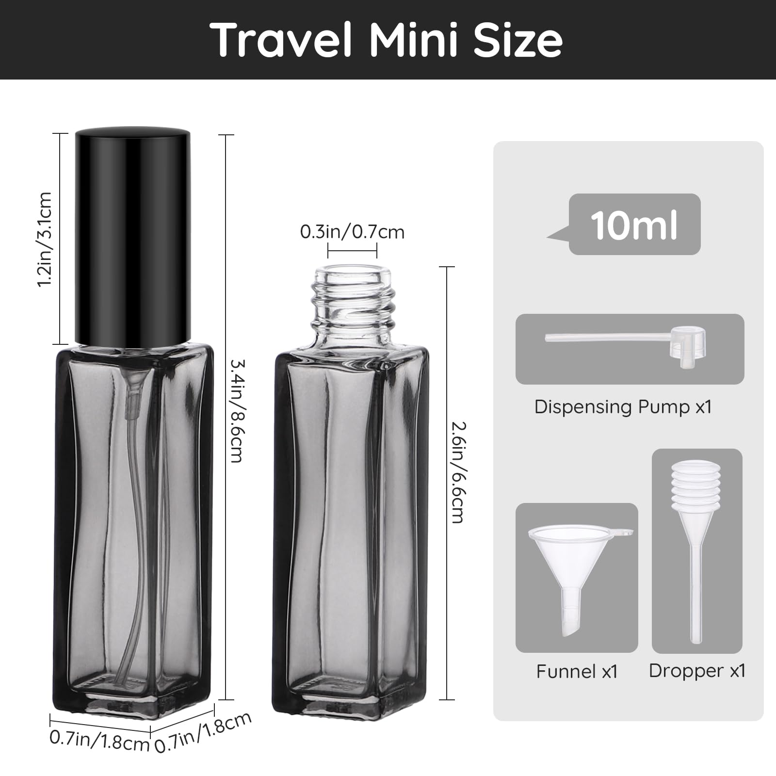 Segbeauty 0.34oz Mini Perfume Spray Bottles, 10Pack 10ml Glass Travel Perfume Atomizer Refillable, Small Empty Cologne Atomizer for Frangrance, Sample Cologne Bottles Sprayer with Refill Tool