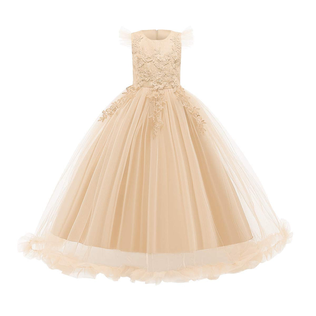 Flower Girls Maxi Dress Bridesmaid Wedding Pageant Party Princess Communion Floral Boho Vintage Lace Dance Gown