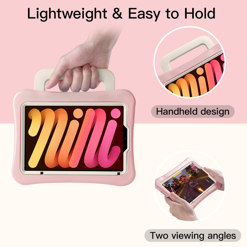 Kids Case for iPad mini 7 (A17 Pro) 2024 /iPad Mini6 2021, Light Weight Heavy Duty/Shockproof/Drop Proof with Handle/Kickstand, Child Friendly Cover for iPad mini 7th/6th Gen 8.3inch (red)