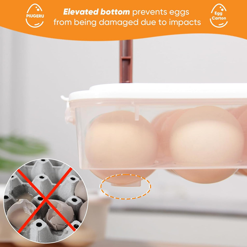 Deviled Egg Containers with Lid, (Set of 2), Plastic Deviled Egg Tray Carrier with Handle for 48 Eggs, Clear Storage Egg Platter for Devil Egg, Fridge Stackable Portable Egg Holder