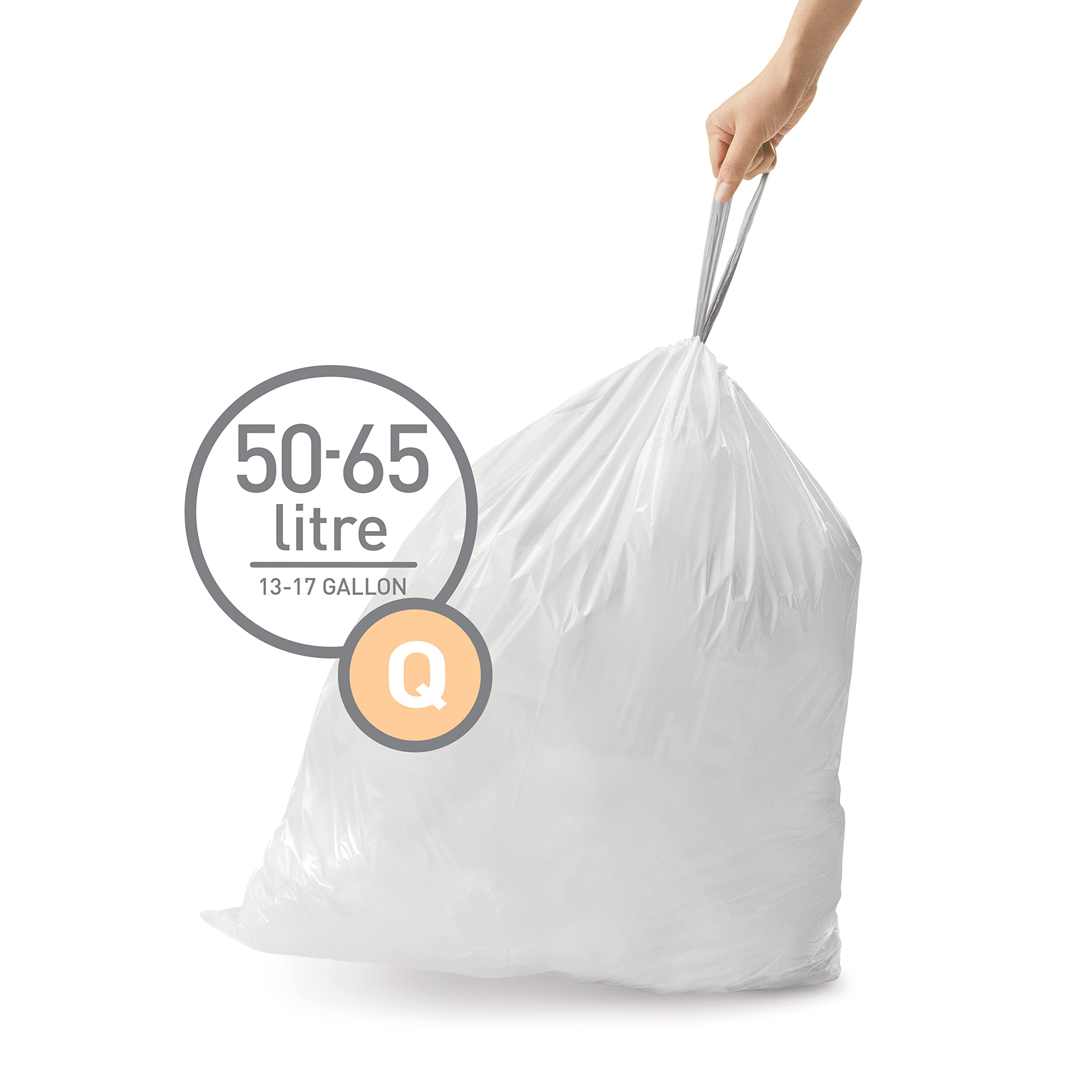 simplehuman Code H 60 Count, Genuine Odorsorb Custom Fit Liners, Drawstring Odor Absorbing Trash Bags in Dispenser Packs, 30-35 Liter / 8-9 Gallon
