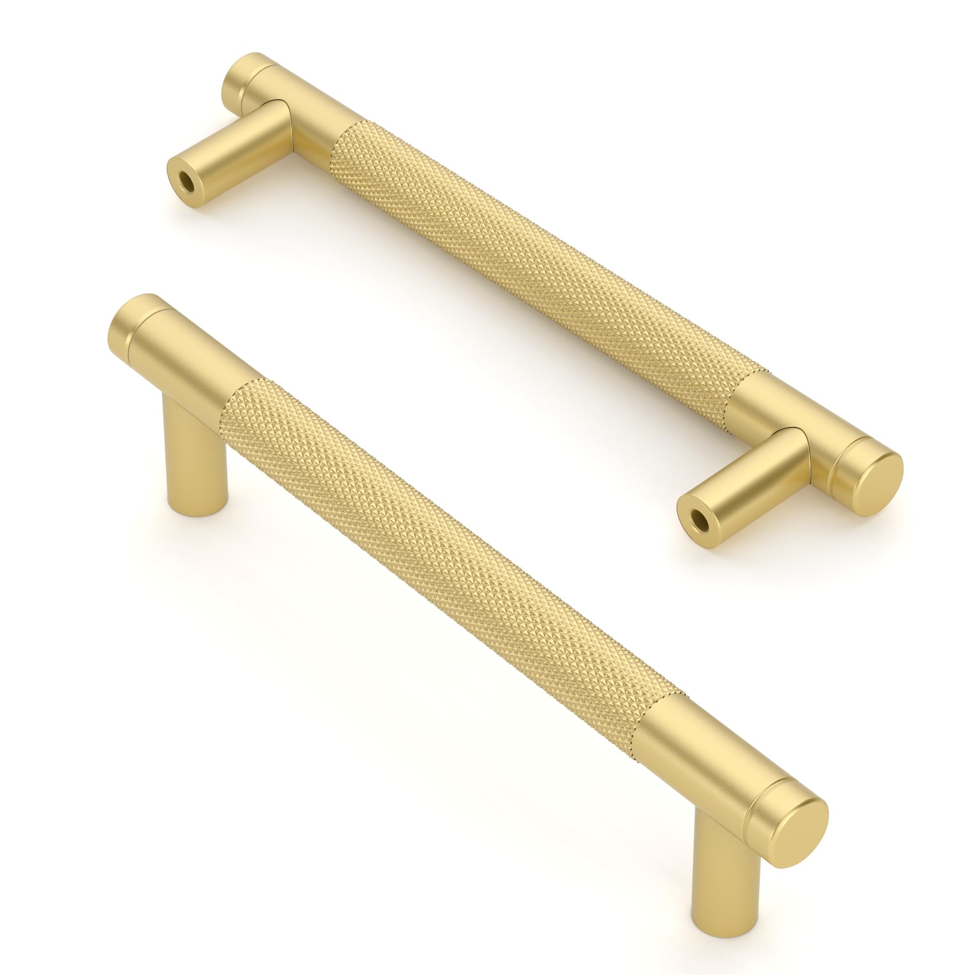 Asidrama 10 Pack 3 Inch(76mm) Matte Black and Champagne Bronze Cabinet Pulls Knurled Cabinet Handles Cupboard Handles Kitchen Cabinet Hardware for Cupboard Drawer Pulls
