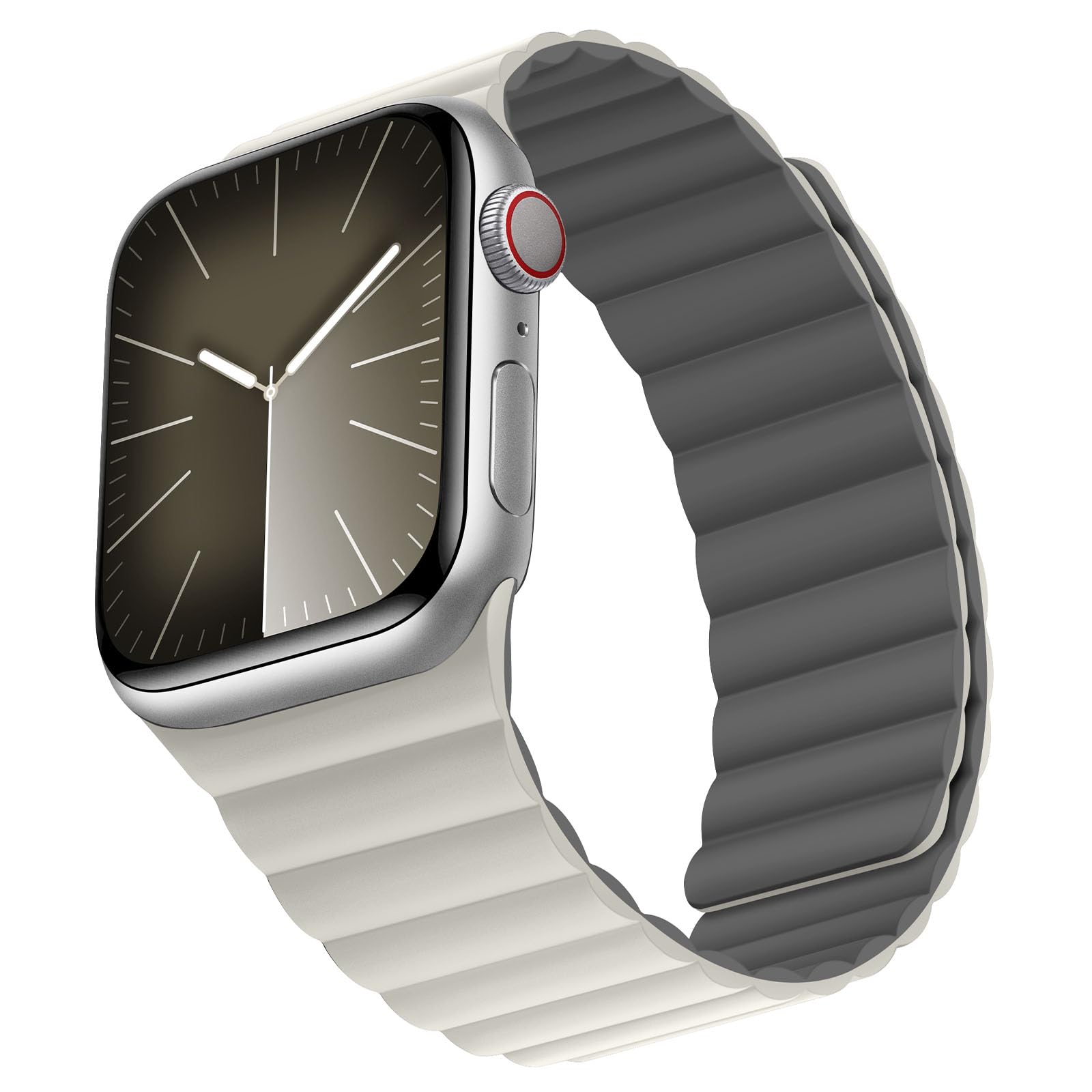 Bisikor Compatible with Apple Watch Band 49 46 45 44 42 41 40 38mm, Double Sided Wearable Silicone Magnetic Strap for iWatch Ultra SE Series 11 10 9 8 7 6 5 4 3 2 1 (38/40/41/42, Beige/Gray)