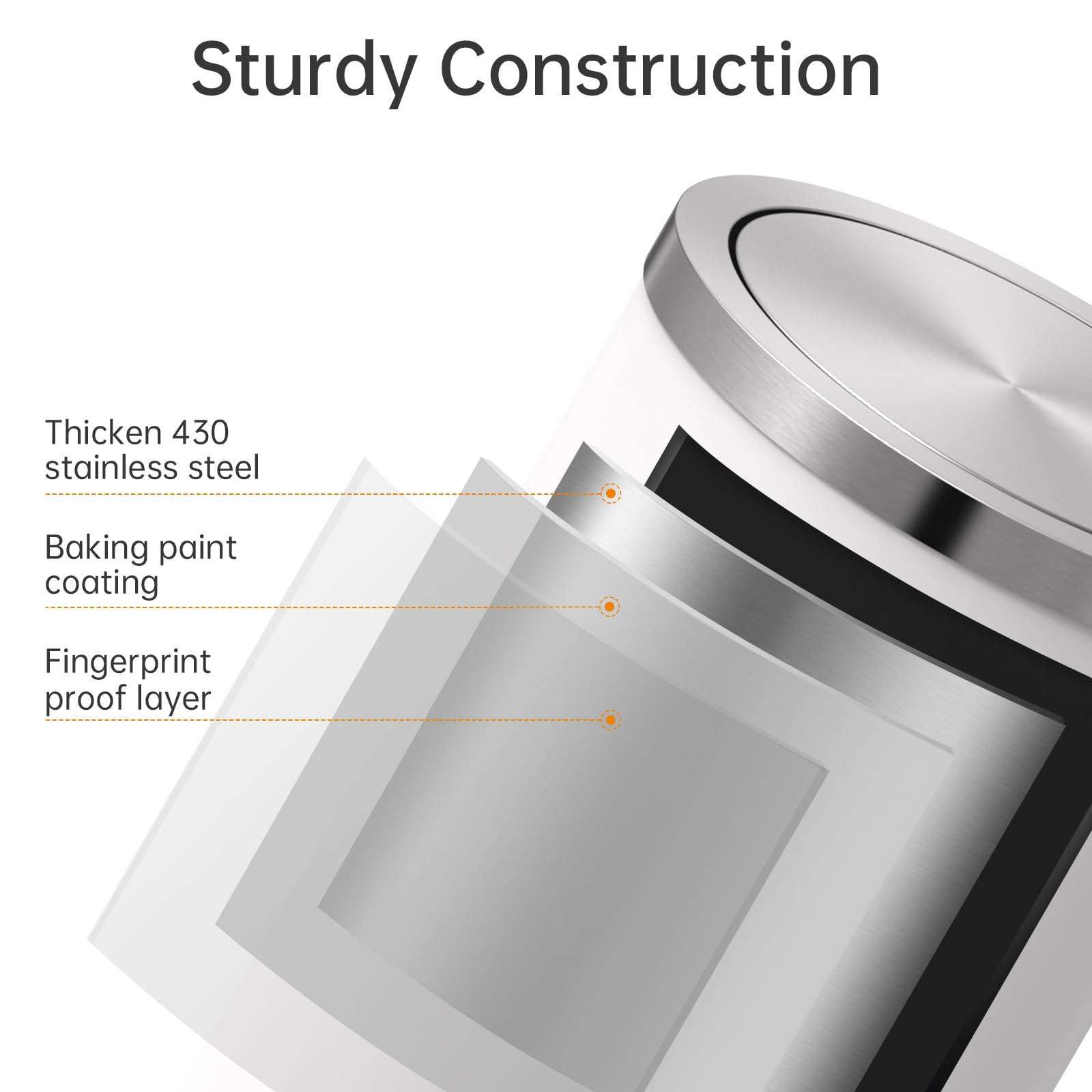 Mini Trash Can with Lid, Desktop Small Trash Can Recycling Bin Cute Metal Garbage Can for Tabletop Countertop Use,Stainless Steel 0.4Gal/1.5L Waste Bin for Office Parlor Car Bedroom,Swing Lid Open