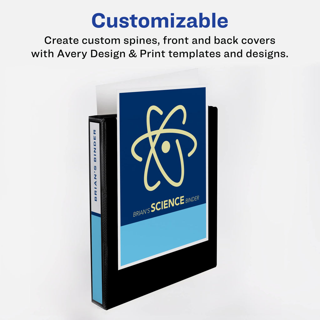 Avery Standard View 3 Ring Binders, 0.5" Round Rings, 100-Sheet Capacity, 0.7 Inch Wide Spine, White Binders, Ideal for Lightweight Organization and Occasional Referencing (12-Pack of 05706)