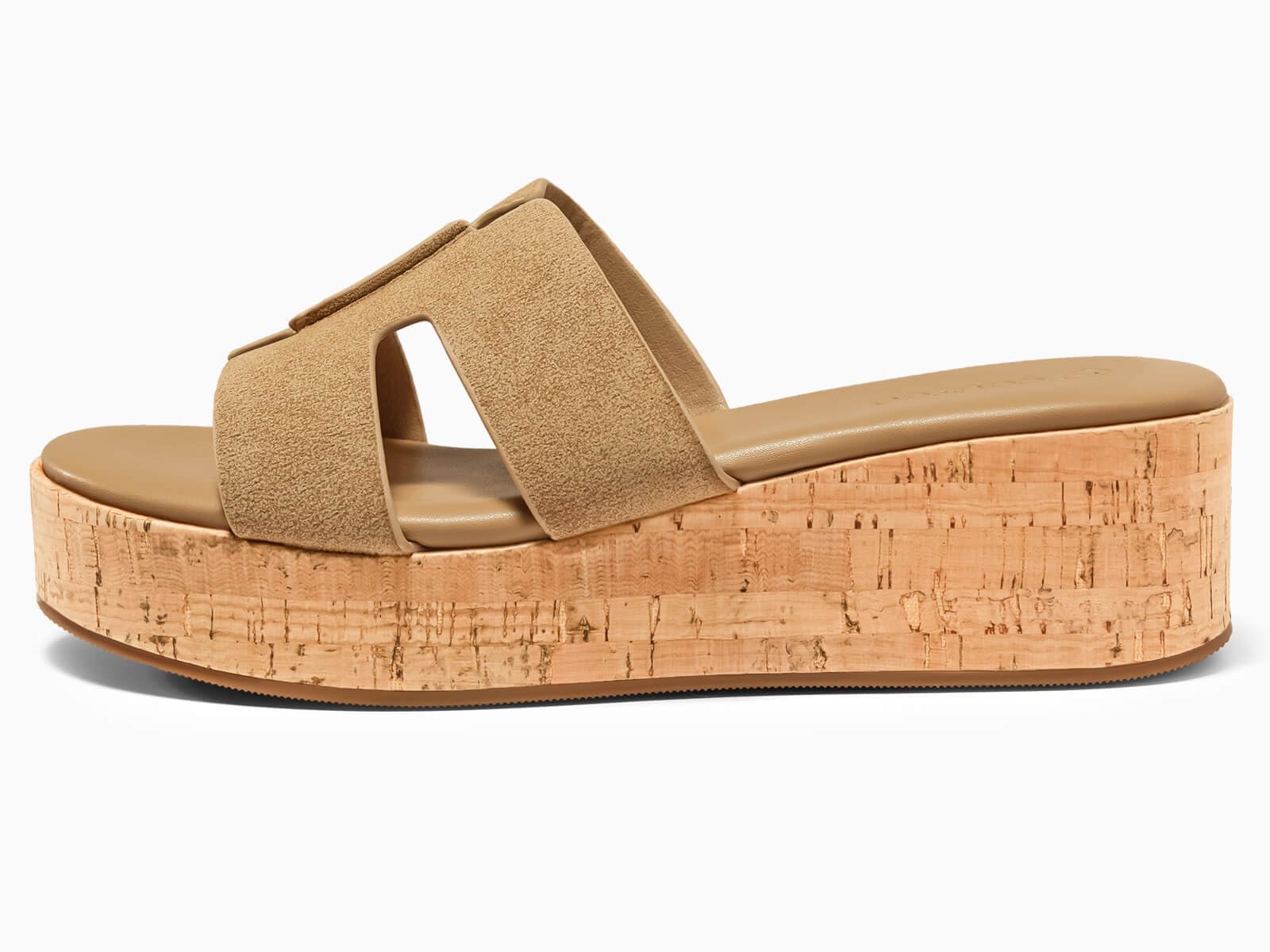 Coutgo Women's Platform Wedge Sandals Open Toe Slip On Slides Cork Heeled Cutout Comfortable Summer Shoes