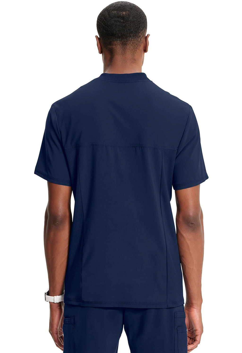 Cherokee Infinity Mens Tuckable V-Neck Scrub Top Modern Fit, 2 Pockets, Zip Chest Pocket, Rib-Knit, 360° Stretch – CK910A