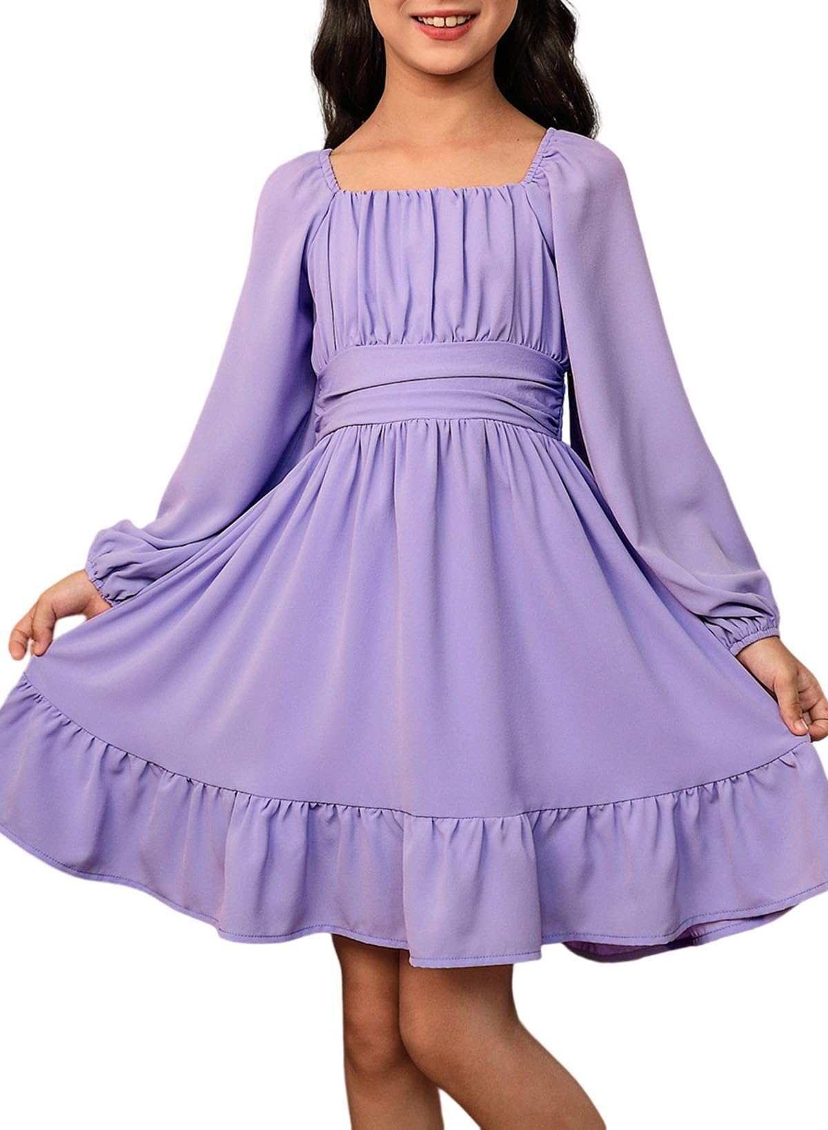 blibean Girls Fall Long Leeve Tie Back Dress Size 6-15 Years