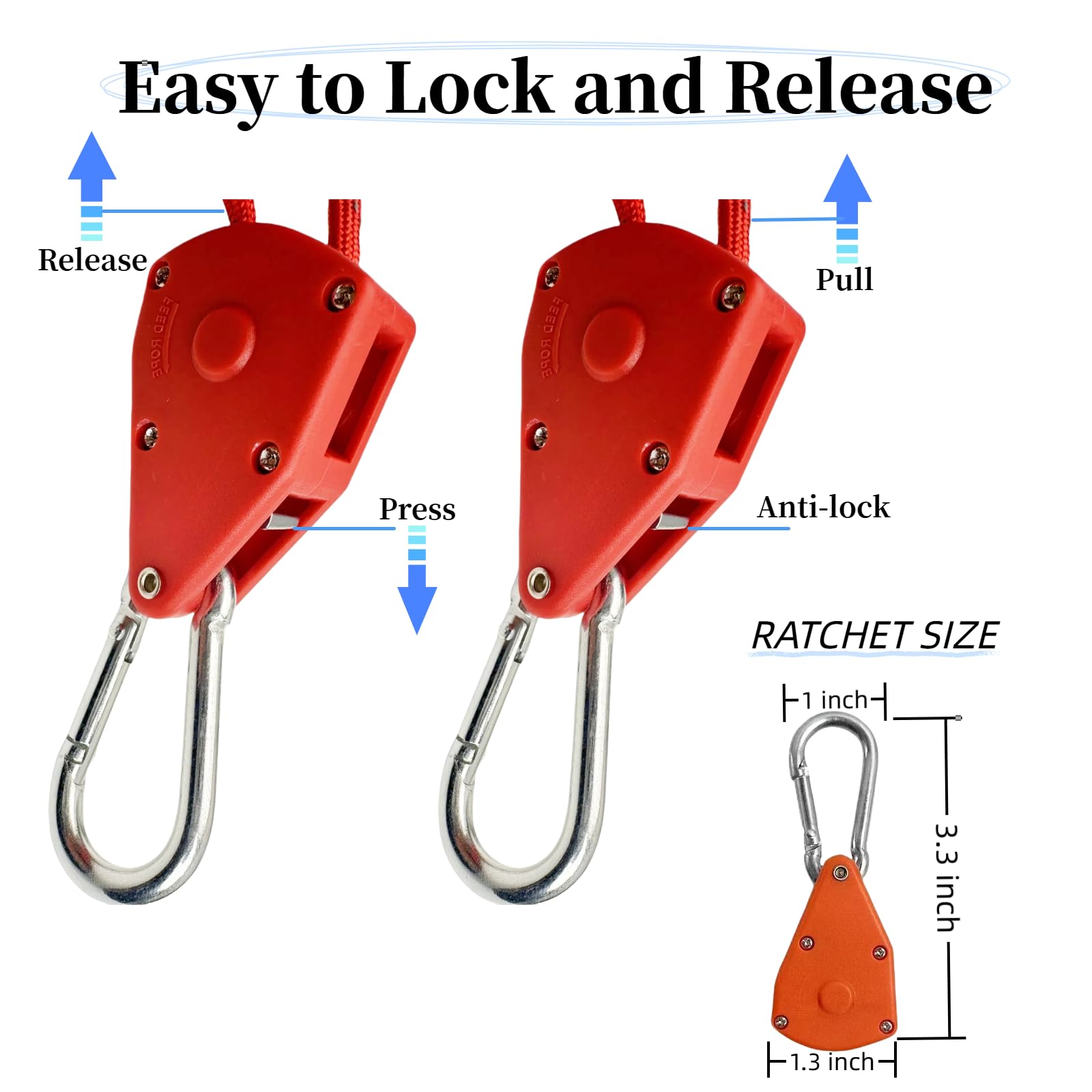 Longer 14ft Retractable Paracord Rope Tie Down Ratchet Strap Small Straps Mini Rope Cam Lock Tent Canopy Tie Down Adjustable Outdoor Windproof Tightener Tensioner Hanger Grow Light 4 Pack 1/8"