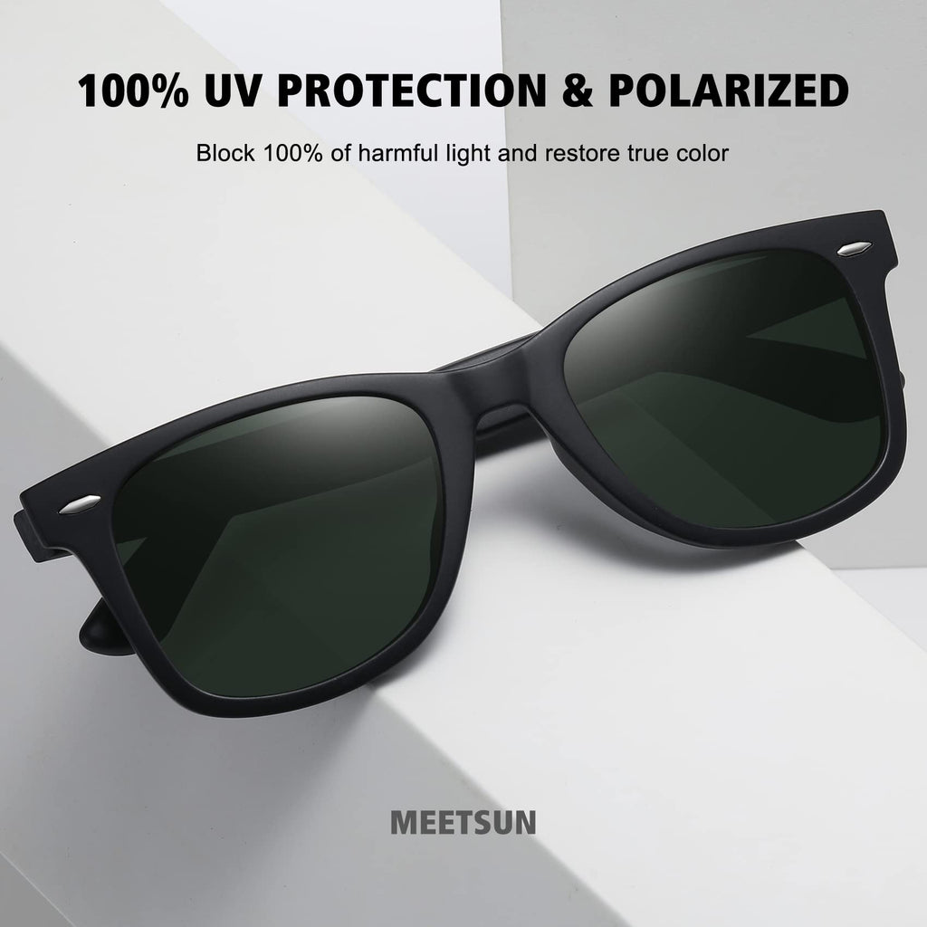 MEETSUN Retro Polarized Sunglasses for Women Men Classic Mirror Lens Driving Trendy Sun Glasses UV Protection (3 Pack)