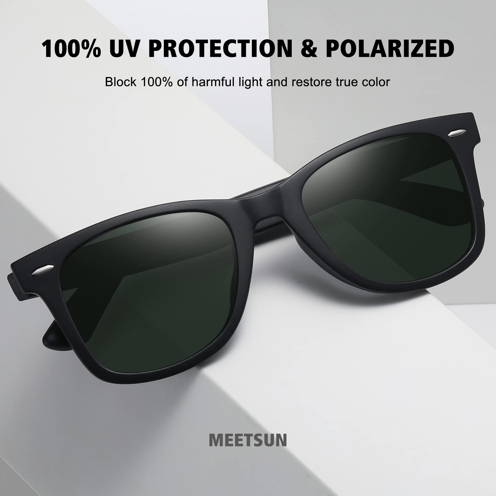 MEETSUN Retro Polarized Sunglasses for Women Men Classic Mirror Lens Driving Trendy Sun Glasses UV Protection (3 Pack)