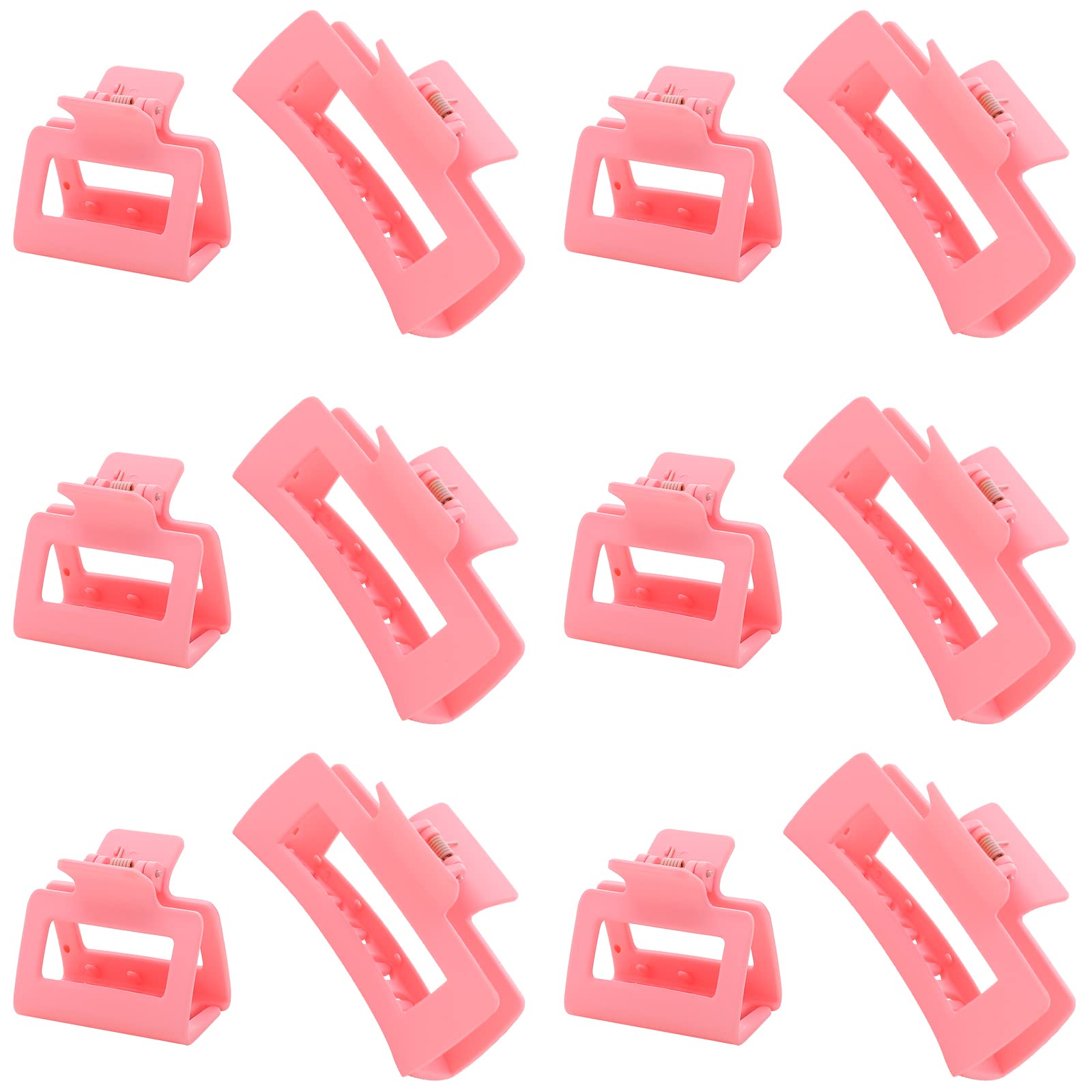 12 Pack Black Square Claw Clips, Big and Small Neutral Rectangle Hair Claw, Non-slip Matte Large Hair Clips for Women,Strong Hold jaw clip for Thick Thin Hair