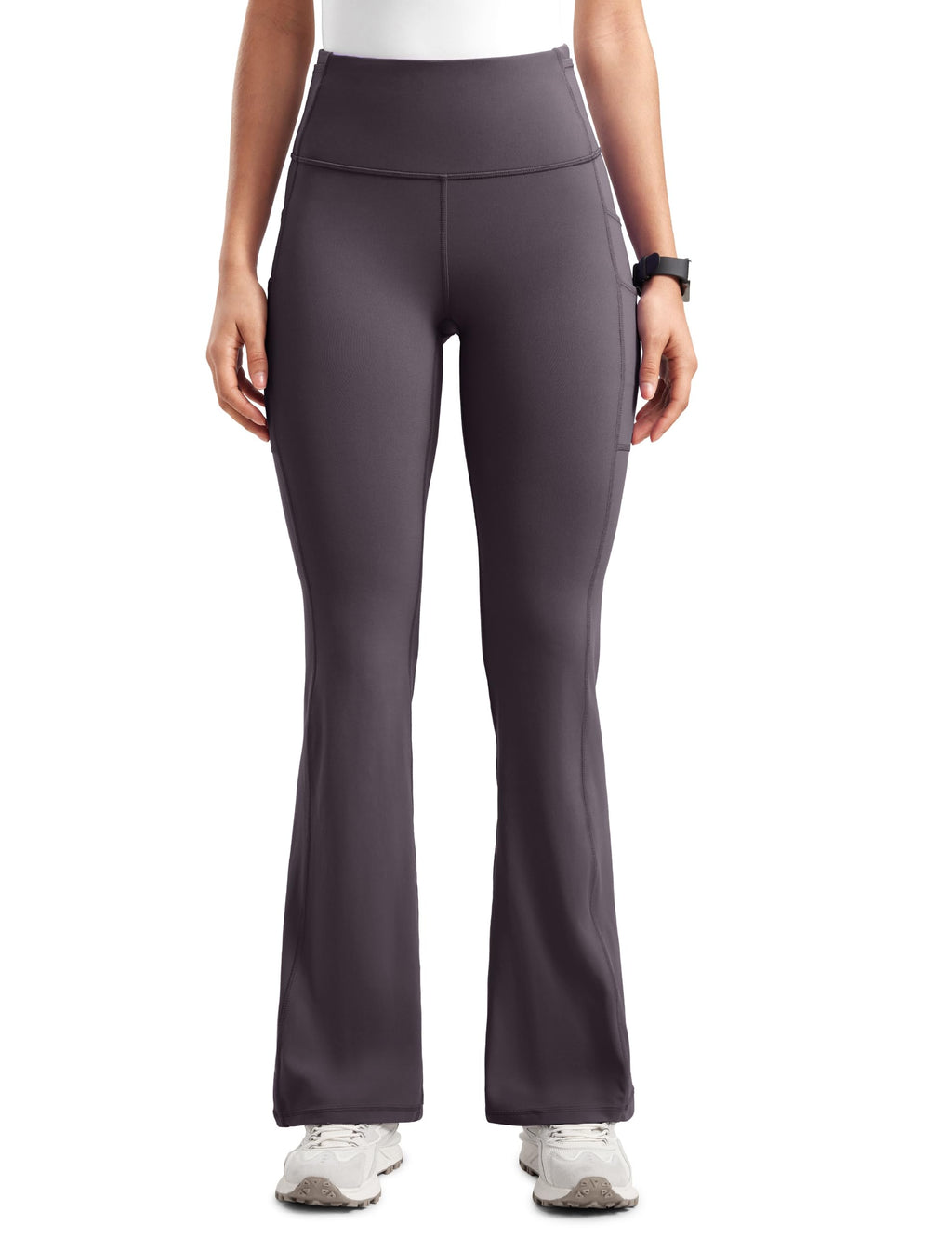 Womens High Waisted Medical Flare Scrub Pants 31" - 7 Pockets Wide Leg Bootcut Yoga Scrub Leggings Work Pants