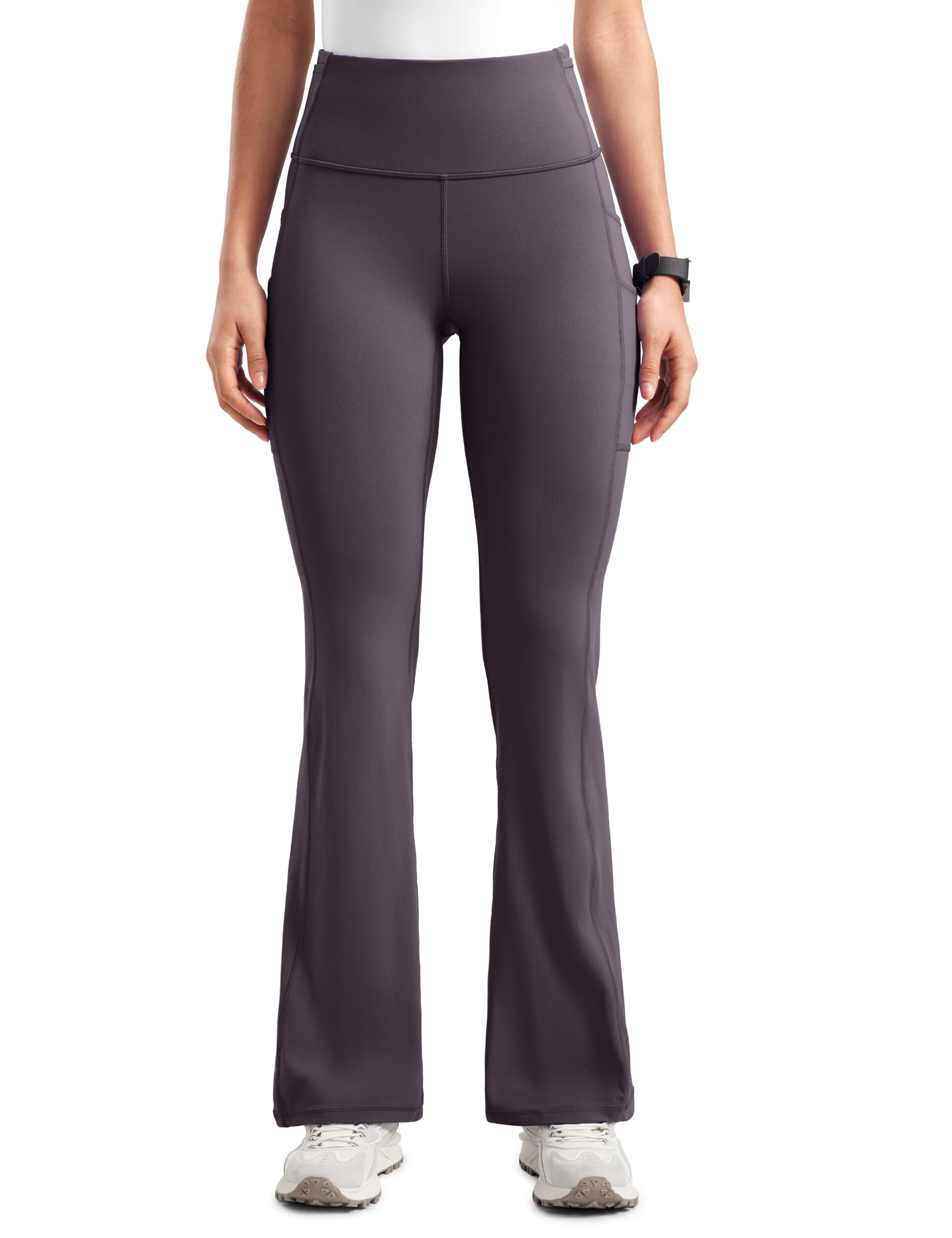 Womens High Waisted Medical Flare Scrub Pants 31" - 7 Pockets Wide Leg Bootcut Yoga Scrub Leggings Work Pants