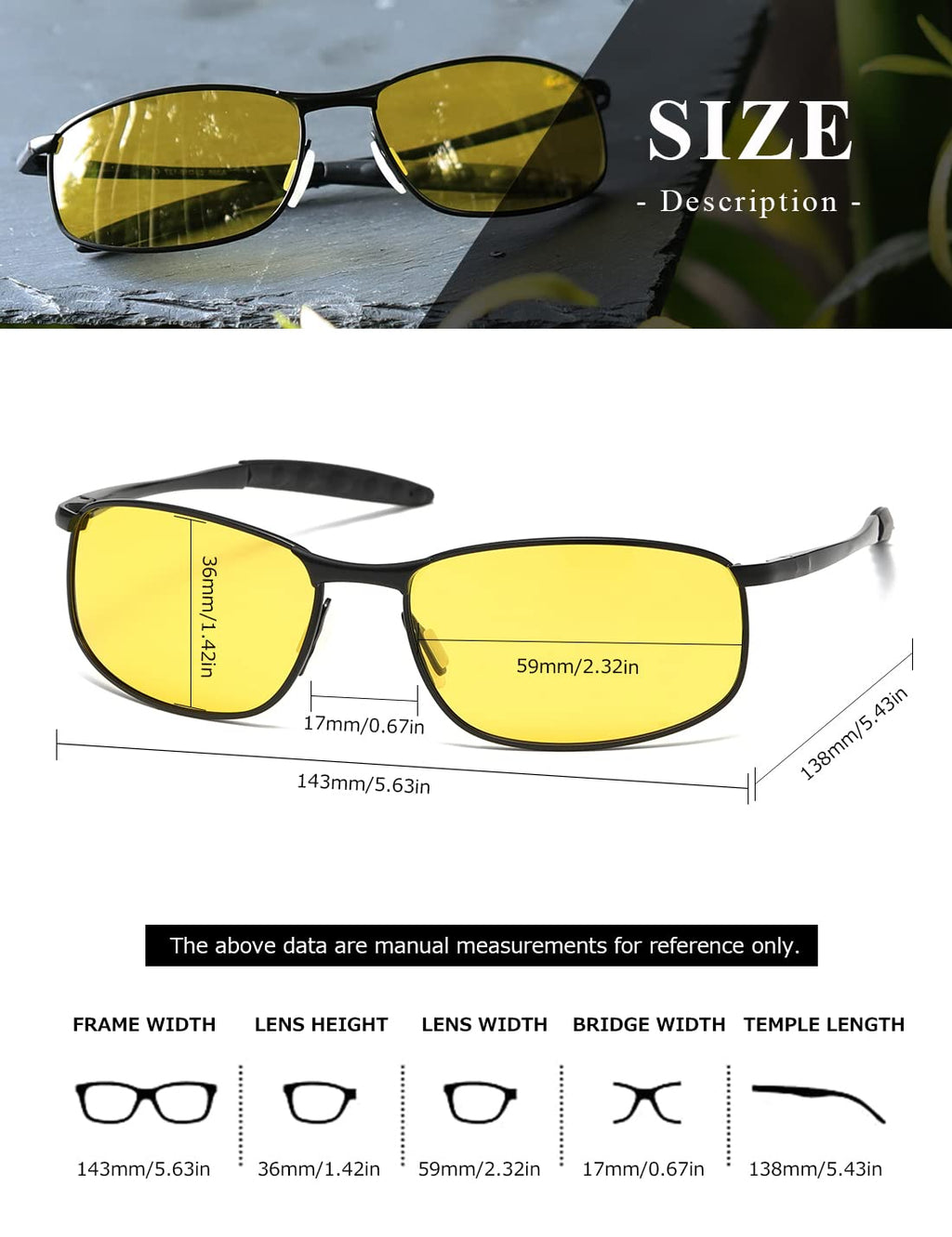 AEVOGUE Polarized Sunglasses For Men Rectangle Metal Frame Retro Sun Glasses AE0395