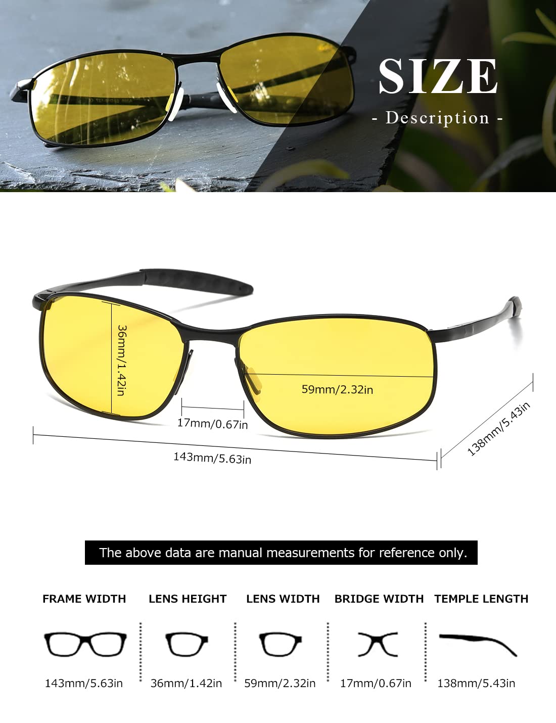 AEVOGUE Polarized Sunglasses For Men Rectangle Metal Frame Retro Sun Glasses AE0395