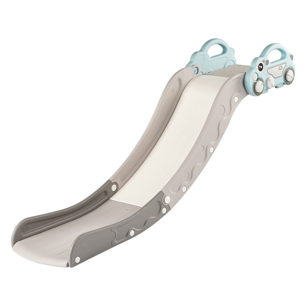 Indoor Kids Baby Couch Slide for Toddler 1-3, Sofa Slide Add-on Attachment for Bed Nugget Playgrounds, with Secure Base Guardrail, Gentle Slope Extended Buffer Zone, Fun Car Design, Blue