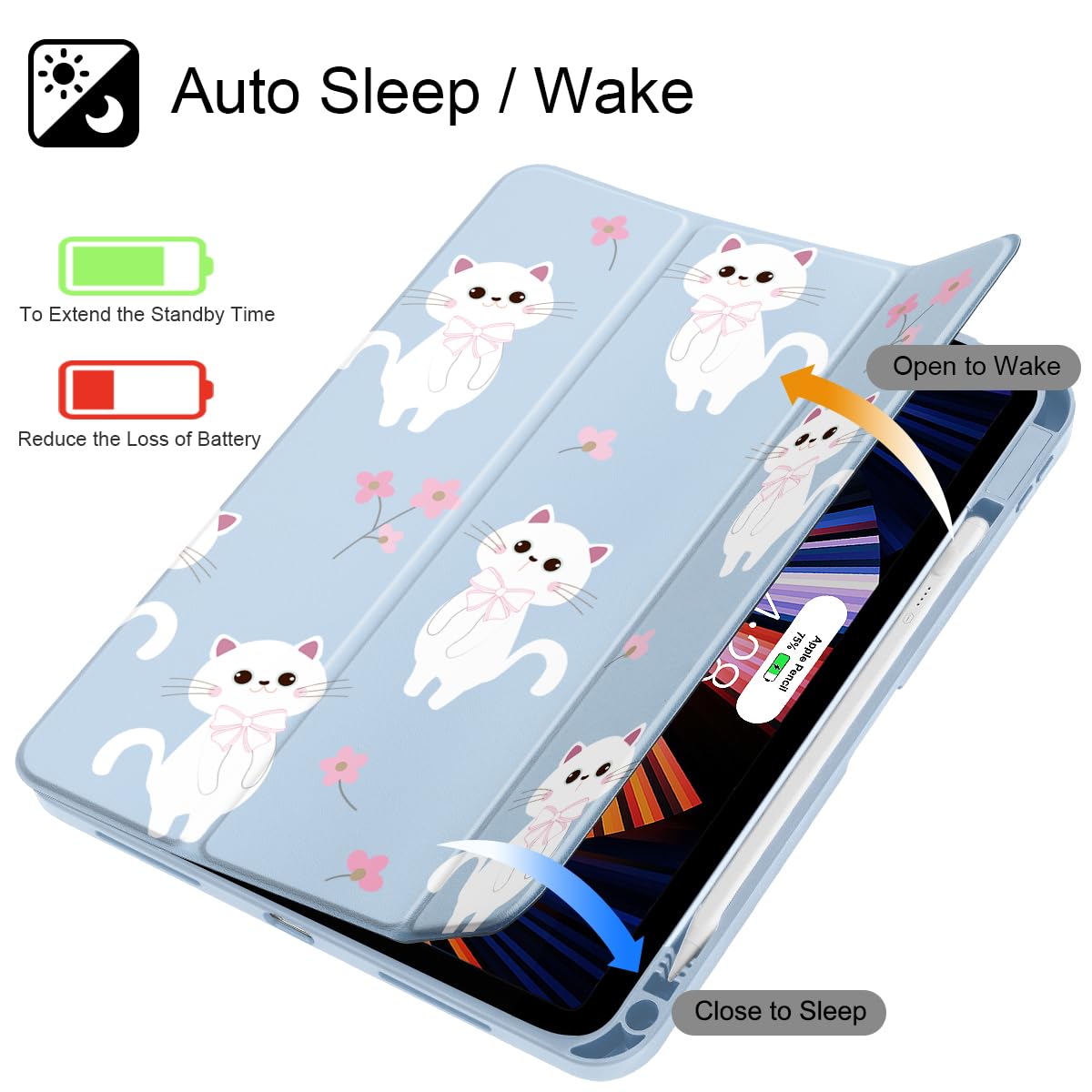 Tuiklol Case for iPad Air 11 Inch M4 2026 / Air 11 Inch M3 2025 / Air 11 Inch M2 2024 / iPad Air 10.9 Inch 2022 2020, Buit in Pencil Holder with Shockproof Cover Clear Transparent Back, Black Flower