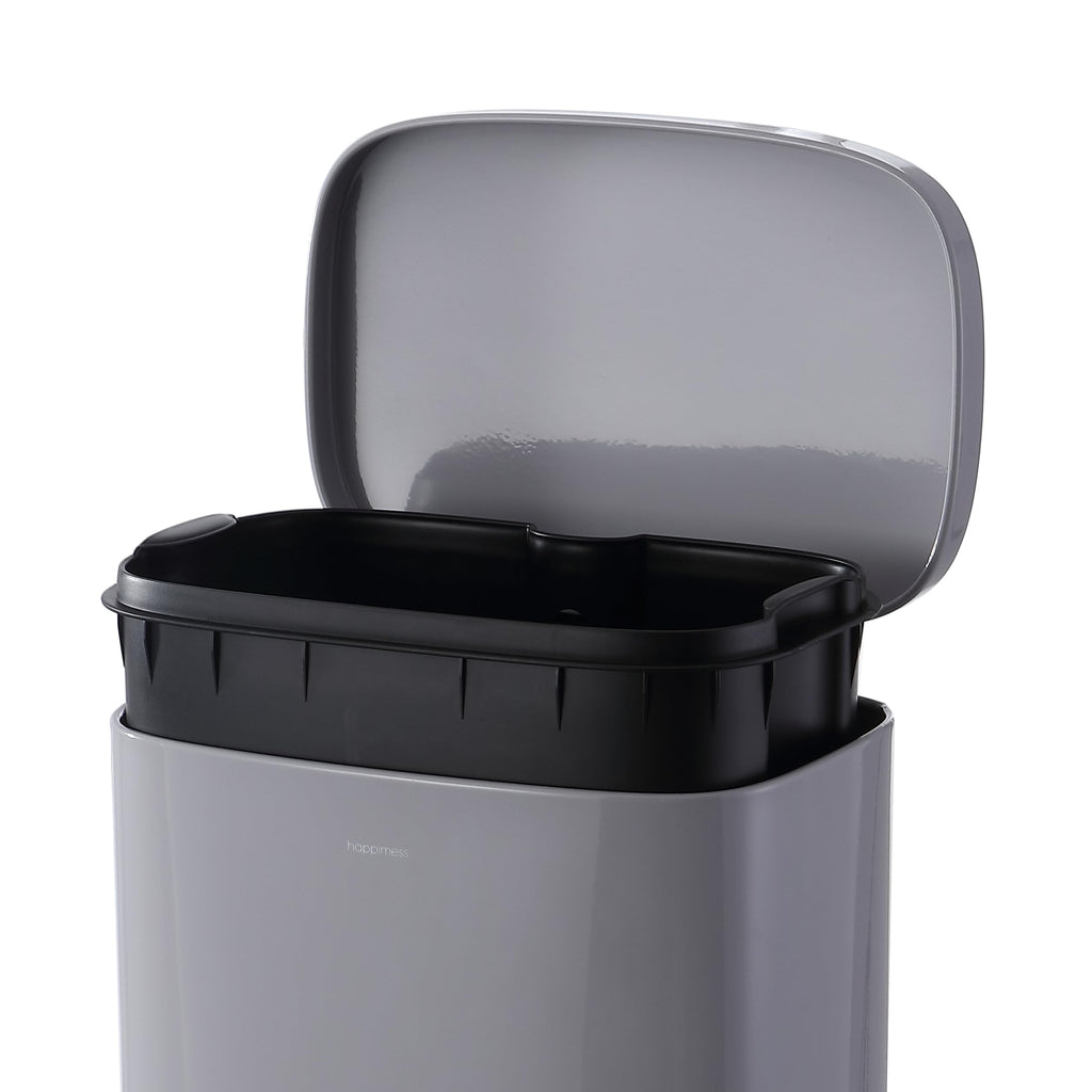 happimess HPM1011B Curtis 8-Gallon Step-Open Trash Can with Soft-Close Lid, Modern, Minimalistic, Fingerprint Proof for Home, Kitchen, Laundry Room, Office, Bedroom, Bathroom, Black