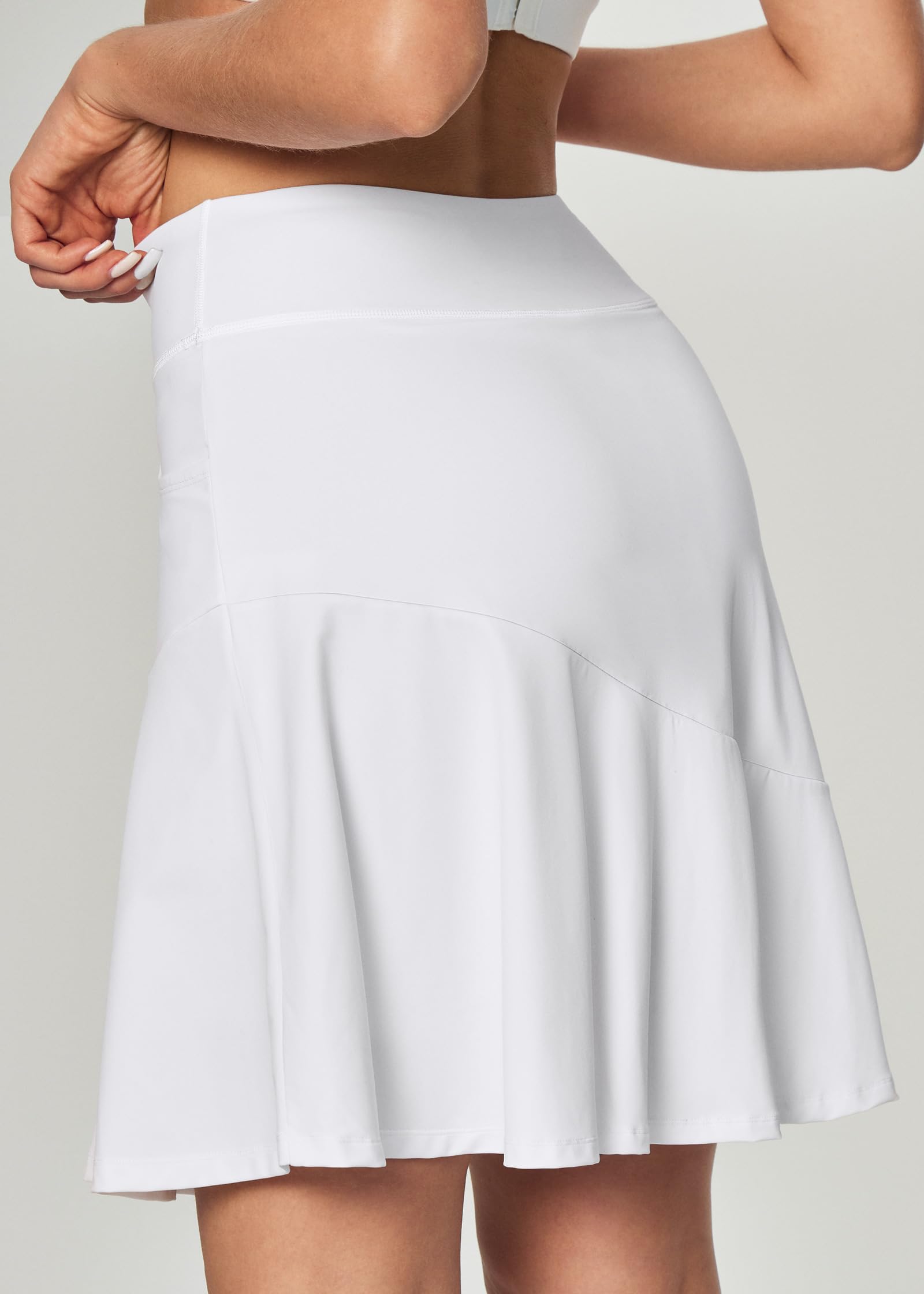 IUGA Ruffle Knee Length Skorts for Women with Pockets High Waisted Skirt with Shorts Underneath for Golf Athletic 20''
