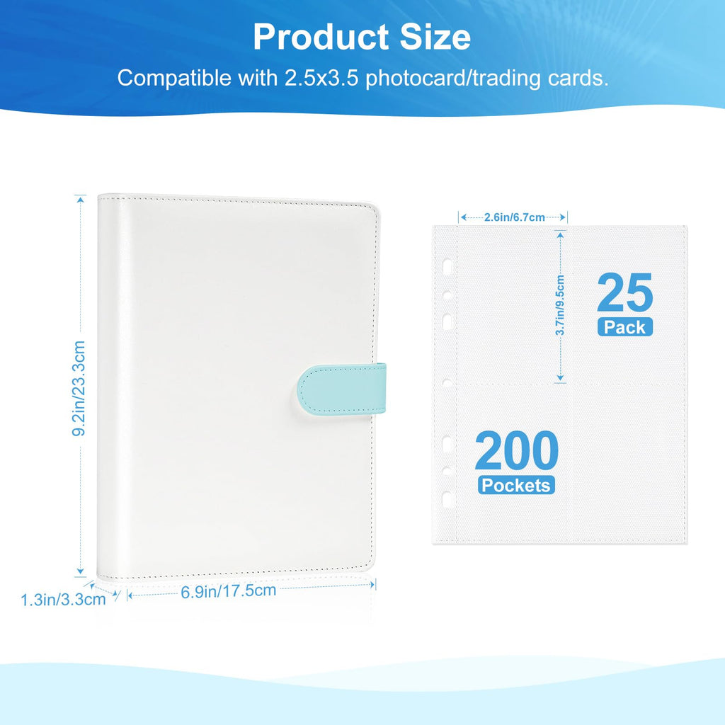 A5 Kpop Photocard Binder with 30 Pack 4-Pocket Card Pages, 6 Ring A5 Binder Card Collector Album with 240 Card Slots,PU Leather Binder Cover with Magnetic Buckle Closure for Organizing Trading Card