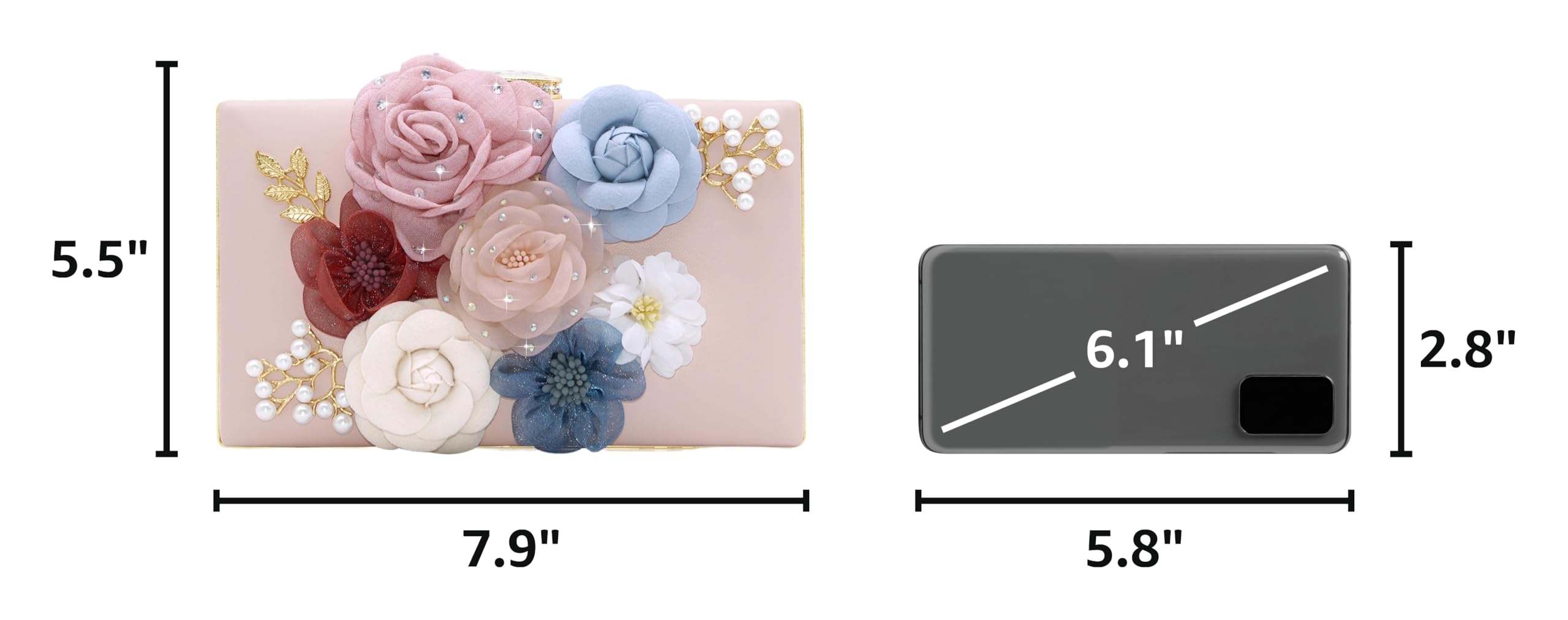 Evening Bag for Women, Flower Wedding Evening Clutch Purse Bride Floral Clutch Bag