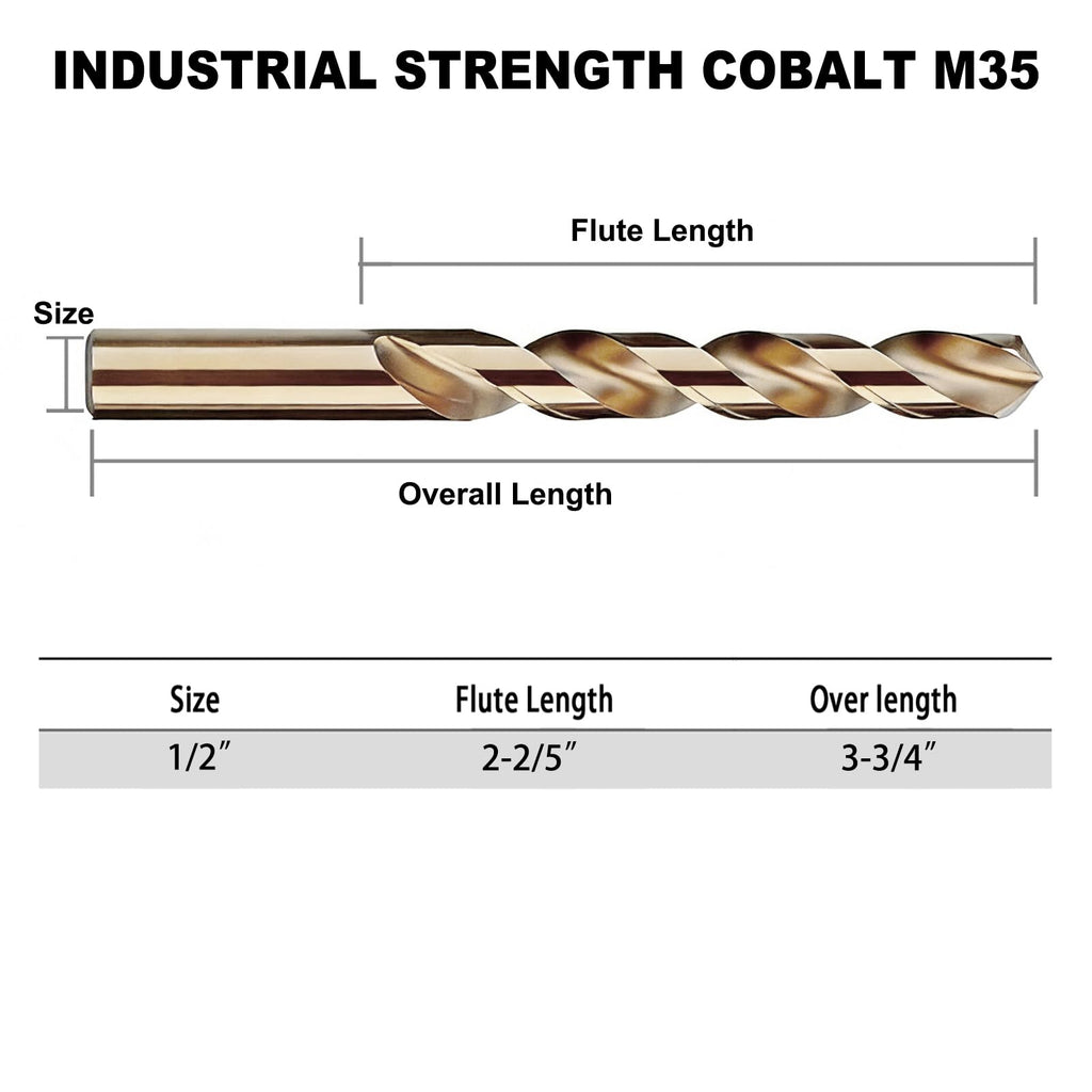 GMTOOLS 13Pcs Cobalt Drill Bits Set, M35 HSS 135 Degree Tip, Twist Jobber Length Drill Bit Kit for Hardened Metal, Cast Iron, Stainless Steel, Plastic and Wood with Storage Case 1/16"-1/4"
