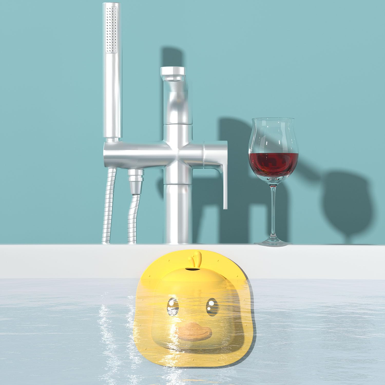 Bathroom Bathtub Overflow Drain Cover- Silicone Bath Tub Drain Cover, Tub Overflow Drain Stopper with Suction Cups, Adds Inches of Water for Deeper Bath, Cute Bathroom Accessories, Baby Blue