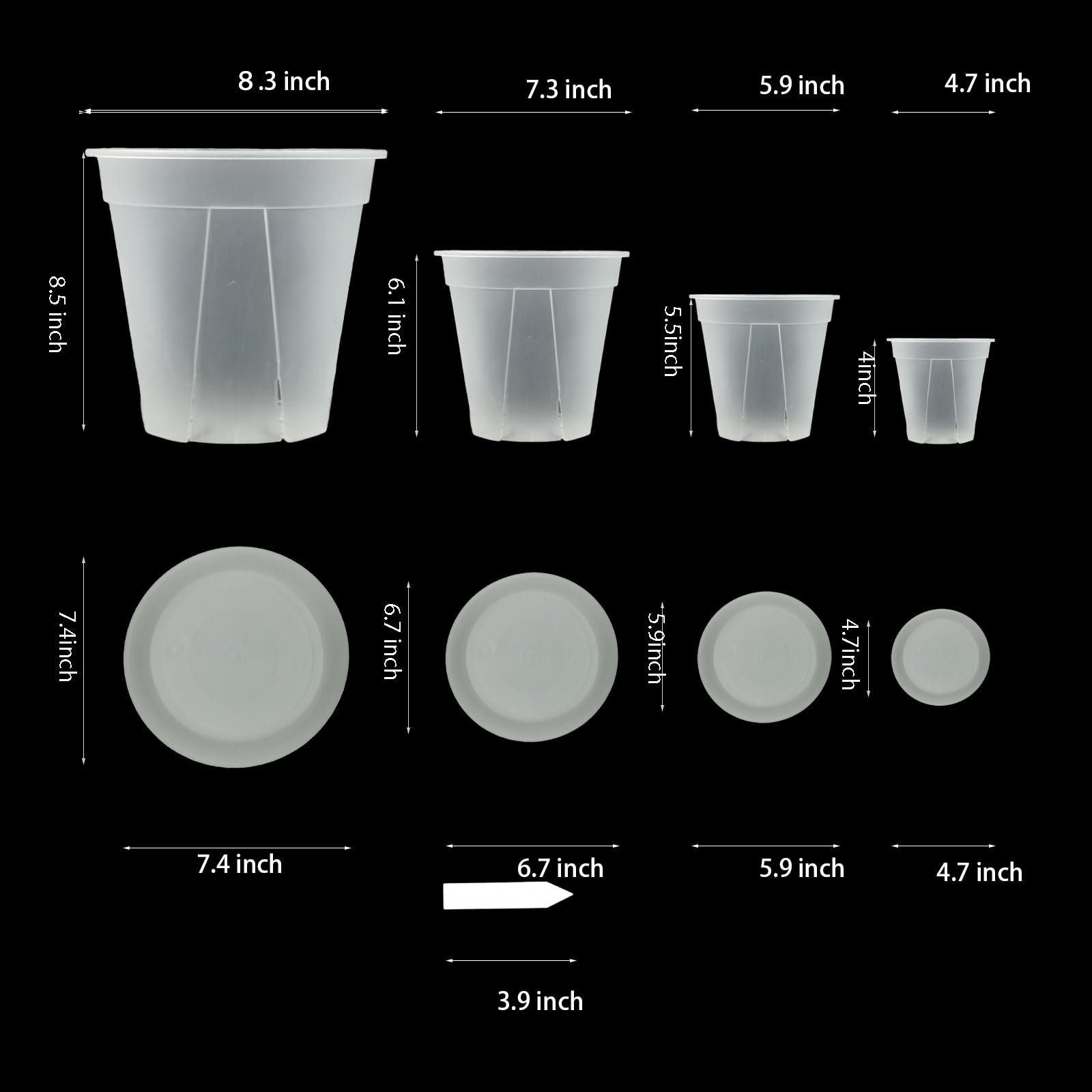 24 pcs 6/5 inch Clear Nursery pots for Plants Saucers,5/6 inch Clear Heavy pots with Side Vents for Reporting Orchids,Aroid,Monstera, Indoor & Outdoor use