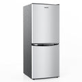 BANGSON 4.0 Cu.Ft Small Refrigerator with Freezer, Small Fridge with Bottom Freezer, for Apartment, Bedroom, Dorm, and Office, Double Door, Stainless Steel, Silver