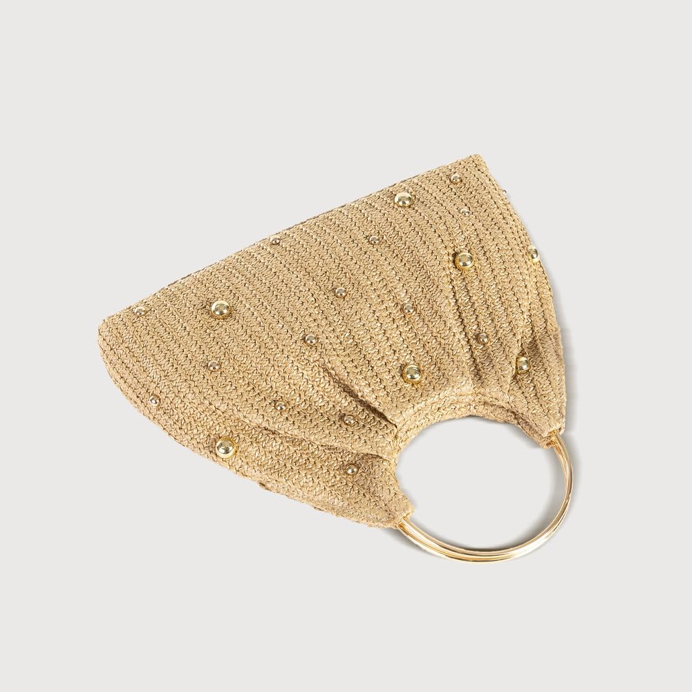 Chic Straw Clutch Purses for Women Top Handle Summer Bag Ideal Vacation Handbags Beach Woven Bag