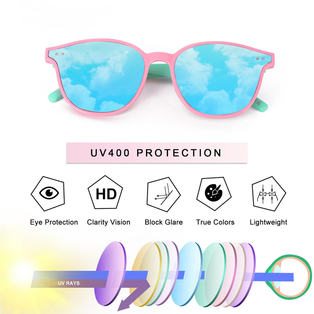 Kids Sunglasses, Sunglasses for Kids Children, Mirrored Sunglasses for Girls Boys Toddler UV400 Age 3-10