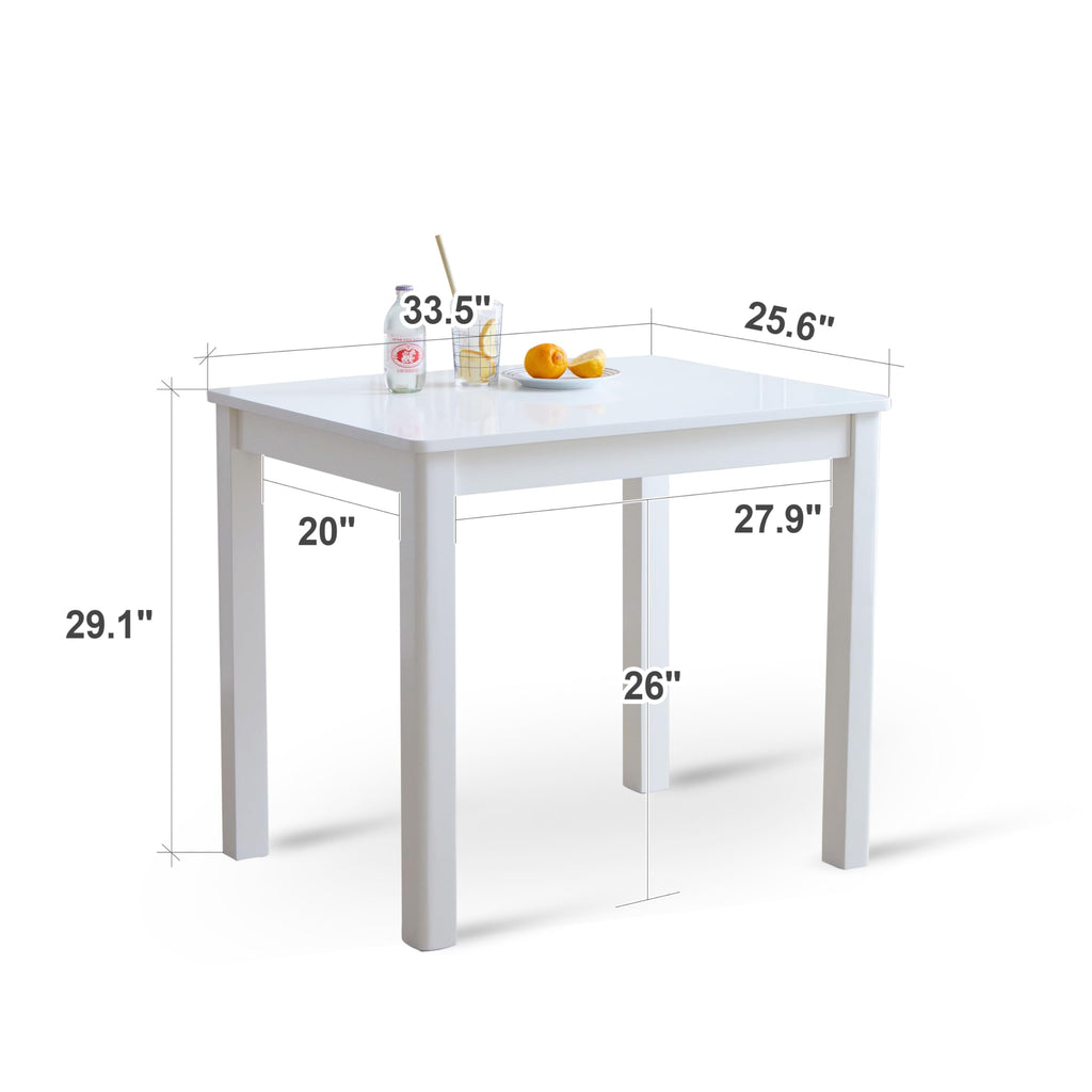 Livinia Cabin 33.5" Wooden Dining Table/Small Rectangular Modern Farmhouse Solid Wood Kitchen Table Desk (Black)