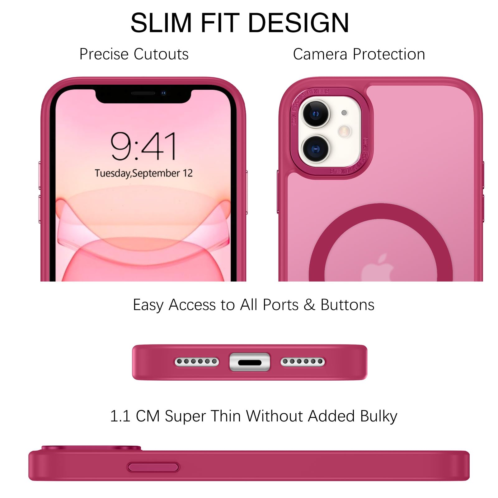 BENTOBEN for iPhone 11 Phone Case, Phone case for iPhone 11 Magnetic Case [Compatible with Mag Safe] Translucent Matte Slim Shockproof Anti-Fingerprint Protective Cover for iPhone 11 6.1’’ Black