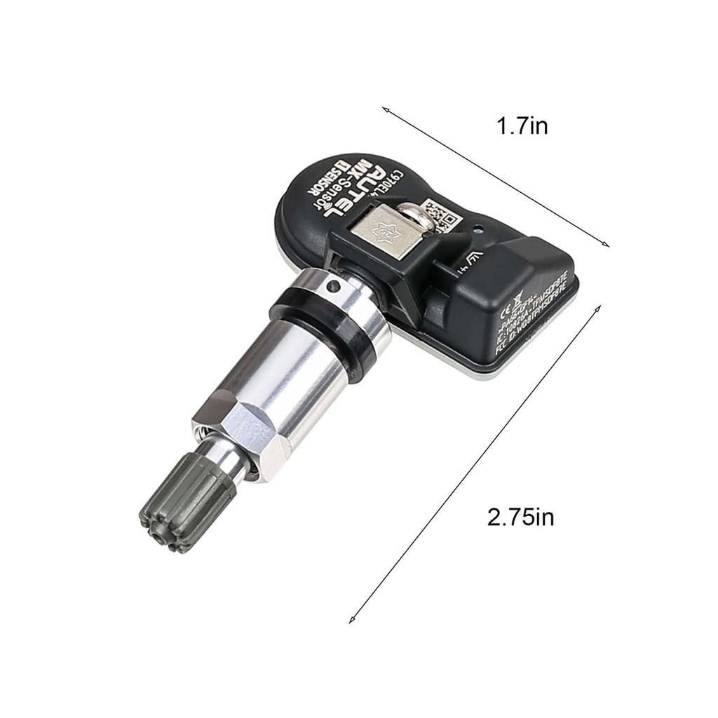 Autel TPMS Sensors Set of 4, Programmable Mx Sensor for Tire Pressure,315MHz + 433MHz Press-in OE-Level(Metal valves) Programmed by TS408S TS508WF TS601 TS900 MS906TS ITS600