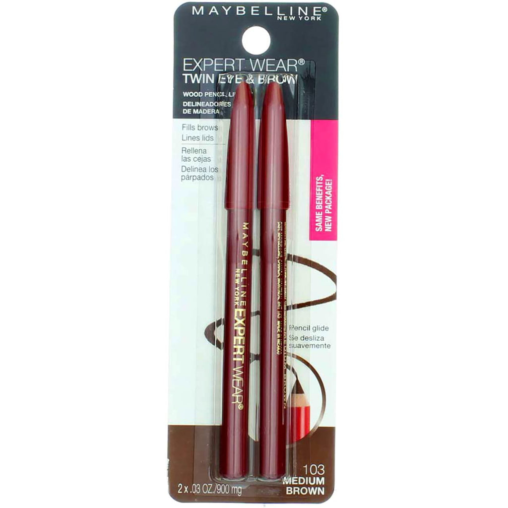 Myb Pncl Twin 01 Size 59tc Maybelline Expert Eyes Twin Brow & Eye Pencils Velvet Black .06 Oz