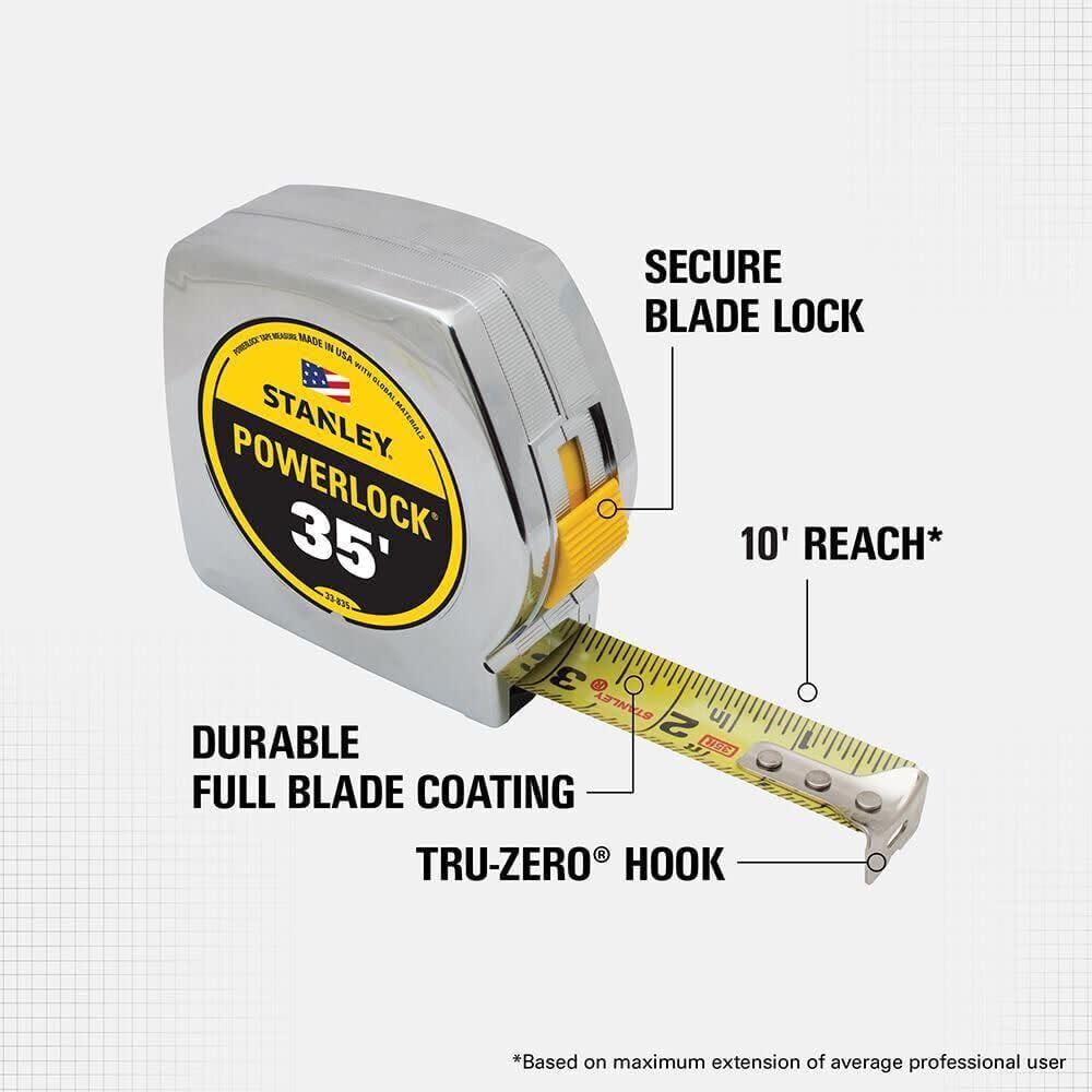 Stanley 33-231 3-Meter x 1/2-Inch Heavy Duty Powerlock Tape Rule With Metal Case