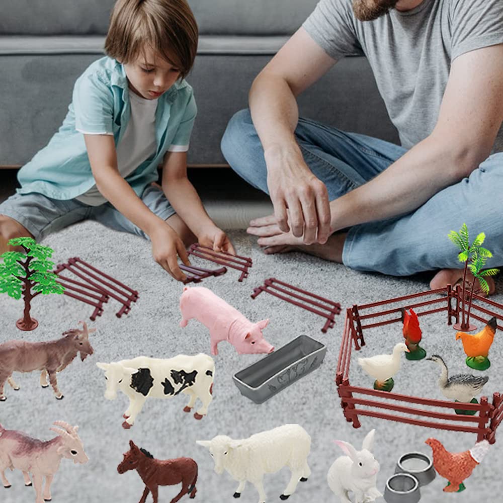 15 Pcs Mini Figures Toys Realistic Farm Animal Figurines, Plastic Learning Educational Playset Animal Themed Party Supplies Cake Topper Ornaments for Easter Egg Birthday Christmas