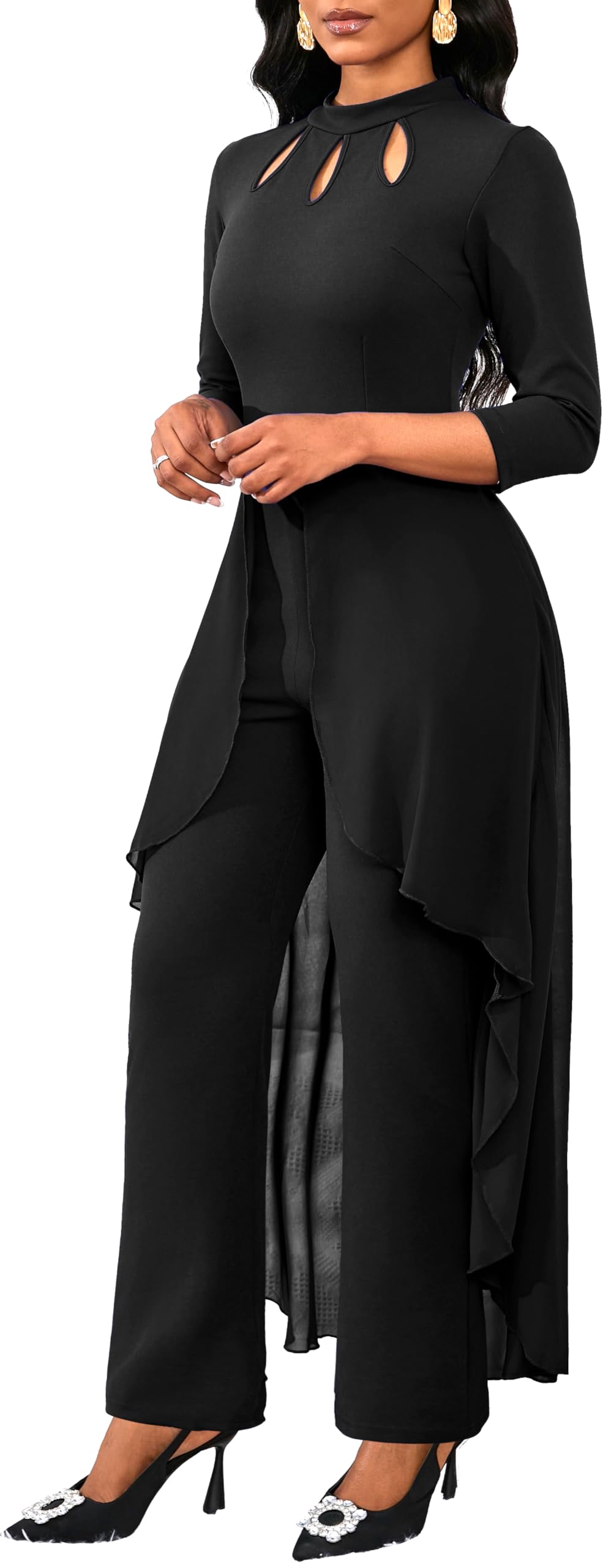 Jumpsuits for Women Dressy Hight Waist One Piece Casual Straight Long Pants Wide Leg Pants Elegant Jumpsuit Romper