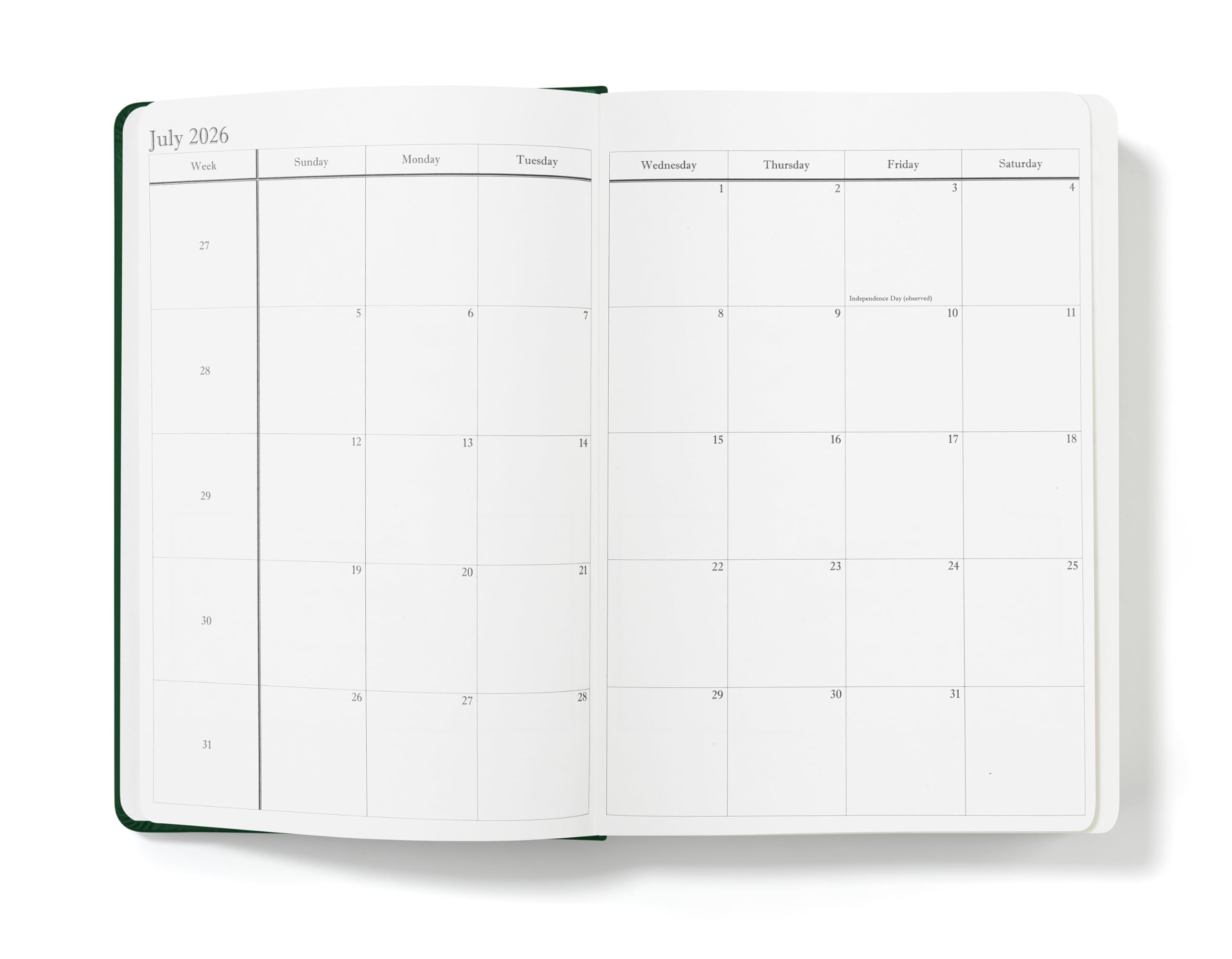 Wykeham's Executive 2026 Daily Journal Planner – US Public Holidays & Format – Customization Available (Brown, 6" x 4.5")