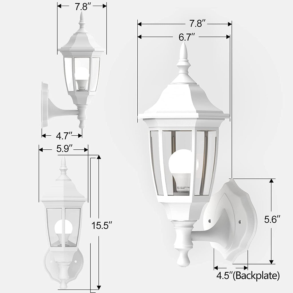 EMART Dusk to Dawn Plastic Outdoor Wall Light Fixtures with Bulbs, Waterproof and Anti-Corrosion Porch Sconces, Exterior Lanterns Wall Mount Lamp for Outside, Garage, Front Door, Patio, 1 Pack, Black