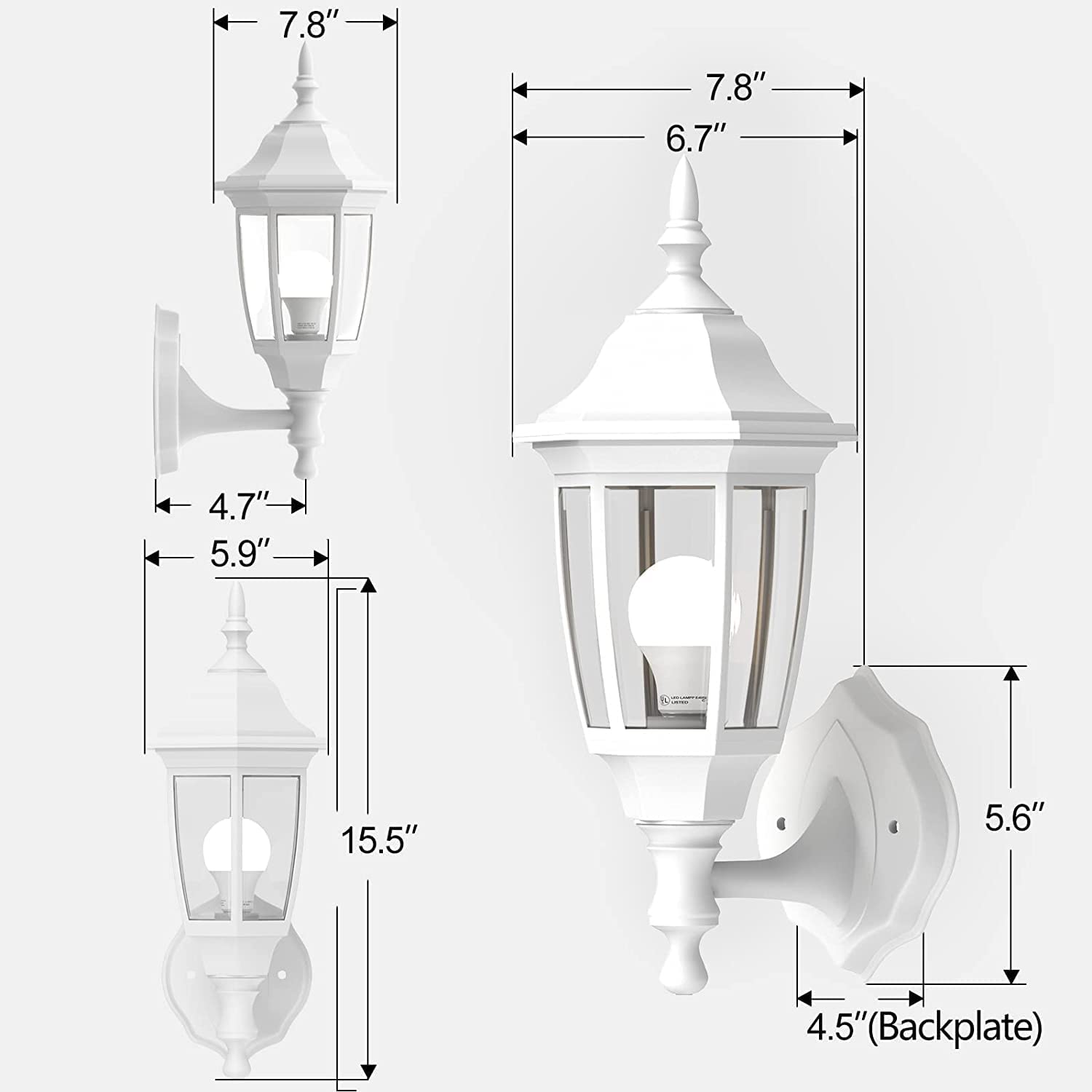 EMART Dusk to Dawn Plastic Outdoor Wall Light Fixtures with Bulbs, Waterproof and Anti-Corrosion Porch Sconces, Exterior Lanterns Wall Mount Lamp for Outside, Garage, Front Door, Patio, 1 Pack, Black