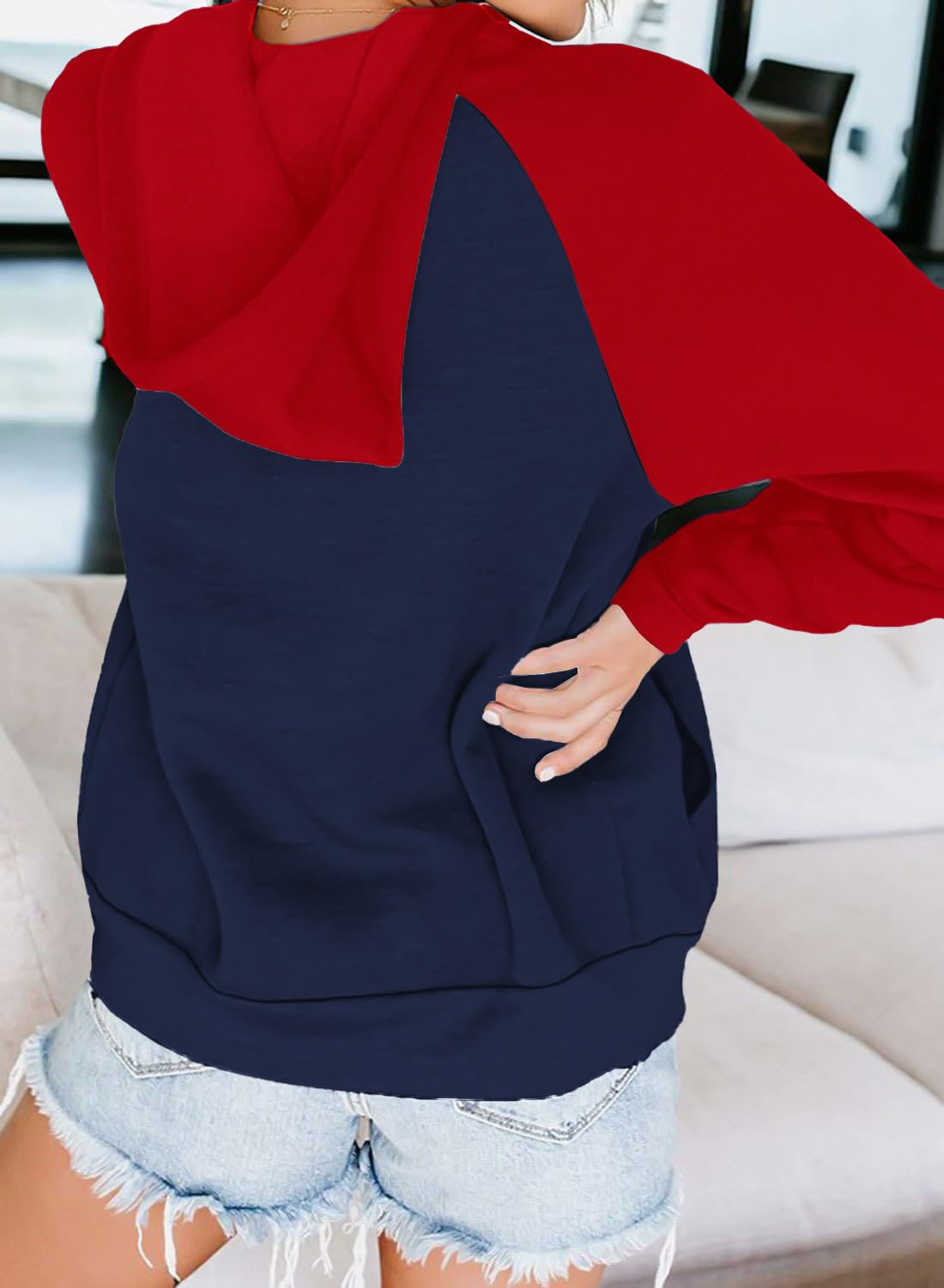 EZBELLE Women's Color Block Zip Up Hoodie Sweatshirt Casual Long Sleeve Jacket Sweater with Pockets