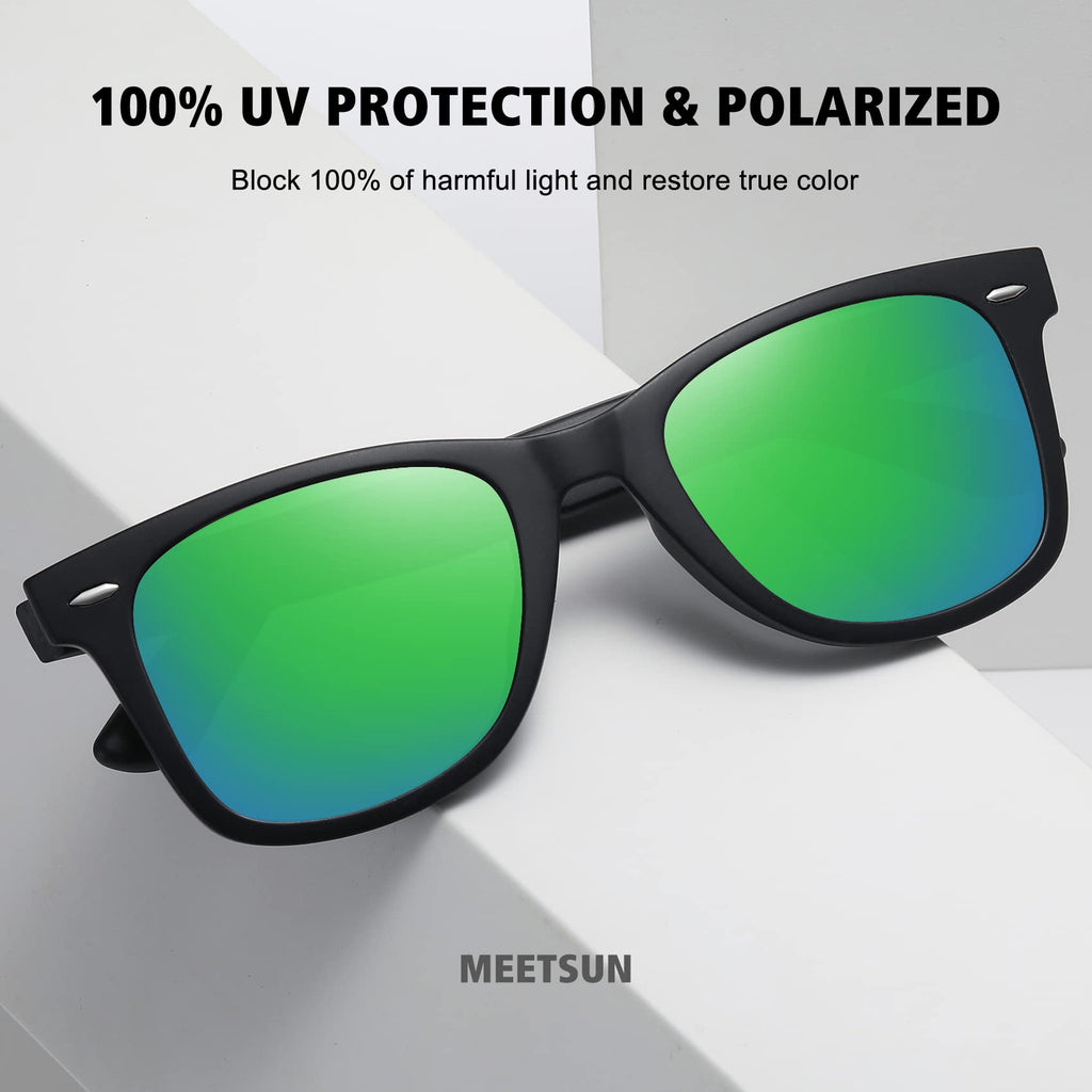 MEETSUN Retro Polarized Sunglasses for Women Men Classic Mirror Lens Driving Trendy Sun Glasses UV Protection (3 Pack)