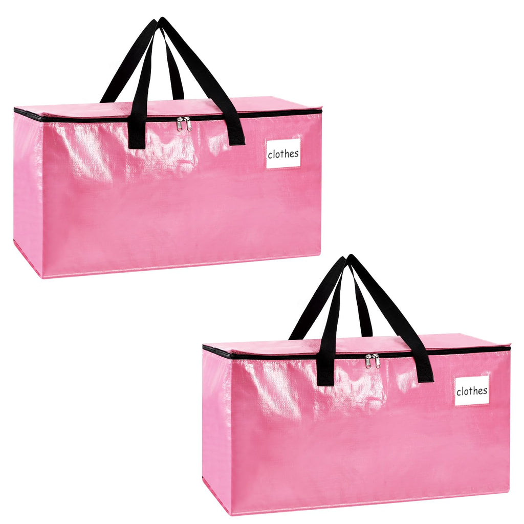 2-Pack Extra-Large Heavy-Duty Storage Totes with Reinforced Handles, Durable Zippers & Waterproof Material — Perfect for Space-Saving, Moving, Shipping and Travel (Black)