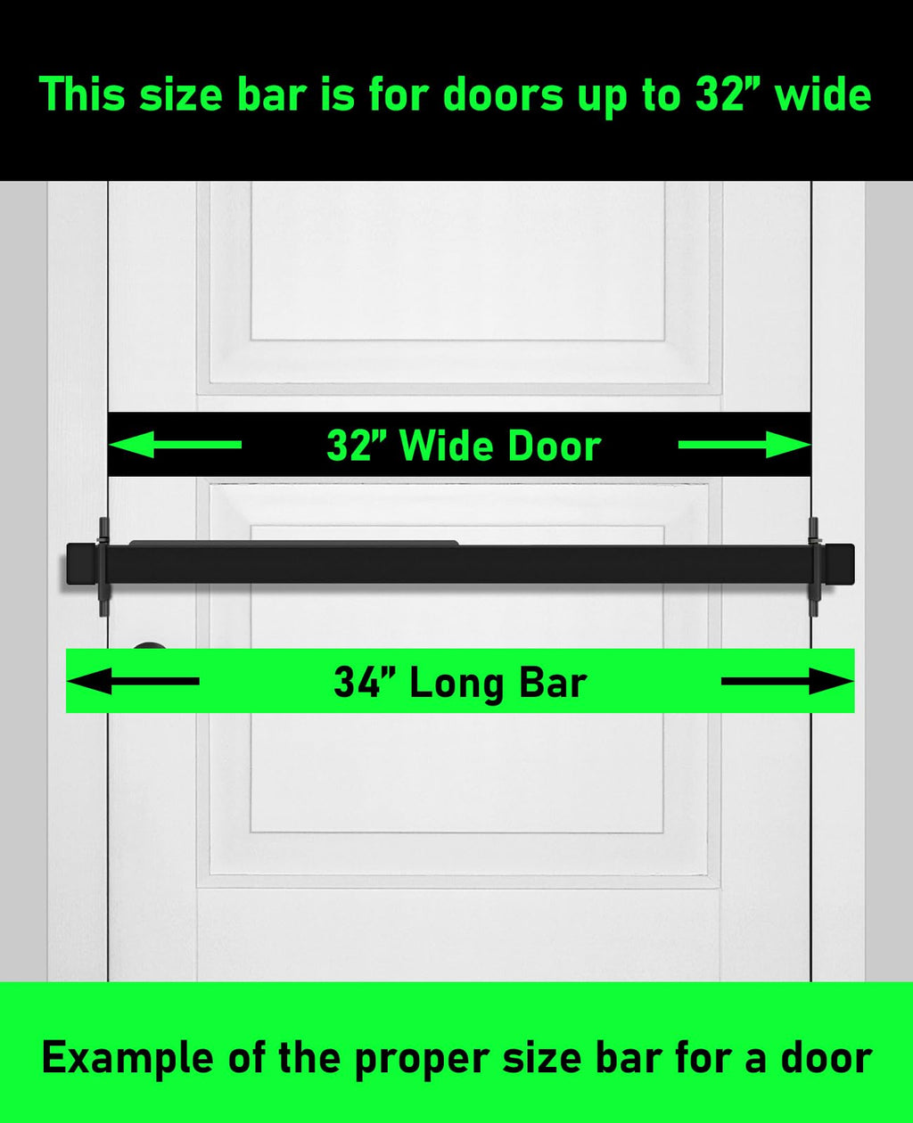 Door Security Bar-by Doorricade-Secure The Entire Width of Your Inward Opening Front Door-Safe Room. Fits Doors up to 32" Wide-Black Edition.