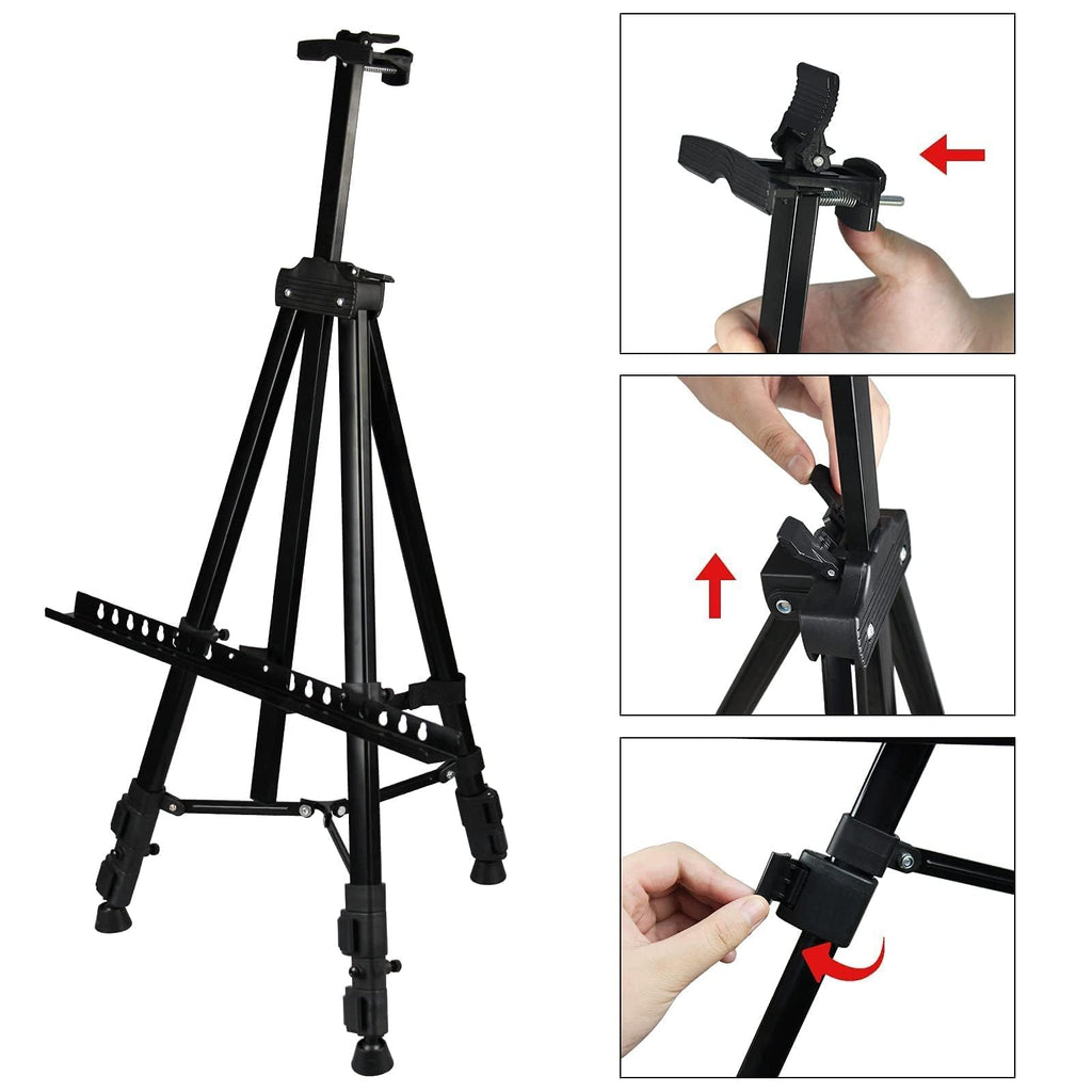RRFTOK Easel Stand for Sign and Painting: Art Portable Adjustable Metal Tripod Easels for Display Height from 17 to 66 Inch -Canvas Stand for Table-Top/Floor Paint - Gifts for Teens Art Supplies